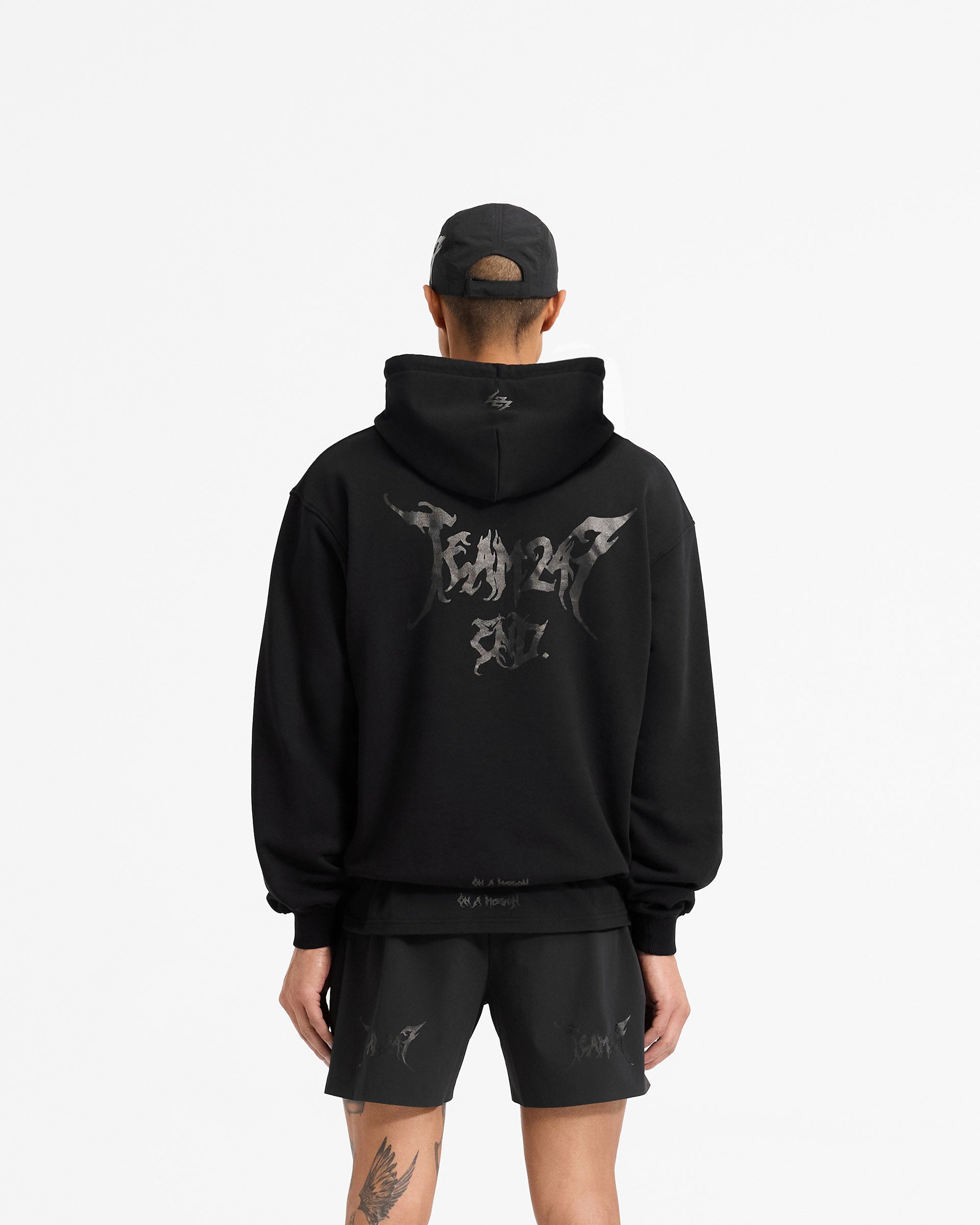 Team 247 X END Oversized Hoodie - Jet Black | Streetwear Fashion for Men & Women | Perfect for Casual Wear, Gym, and Outdoor Activities