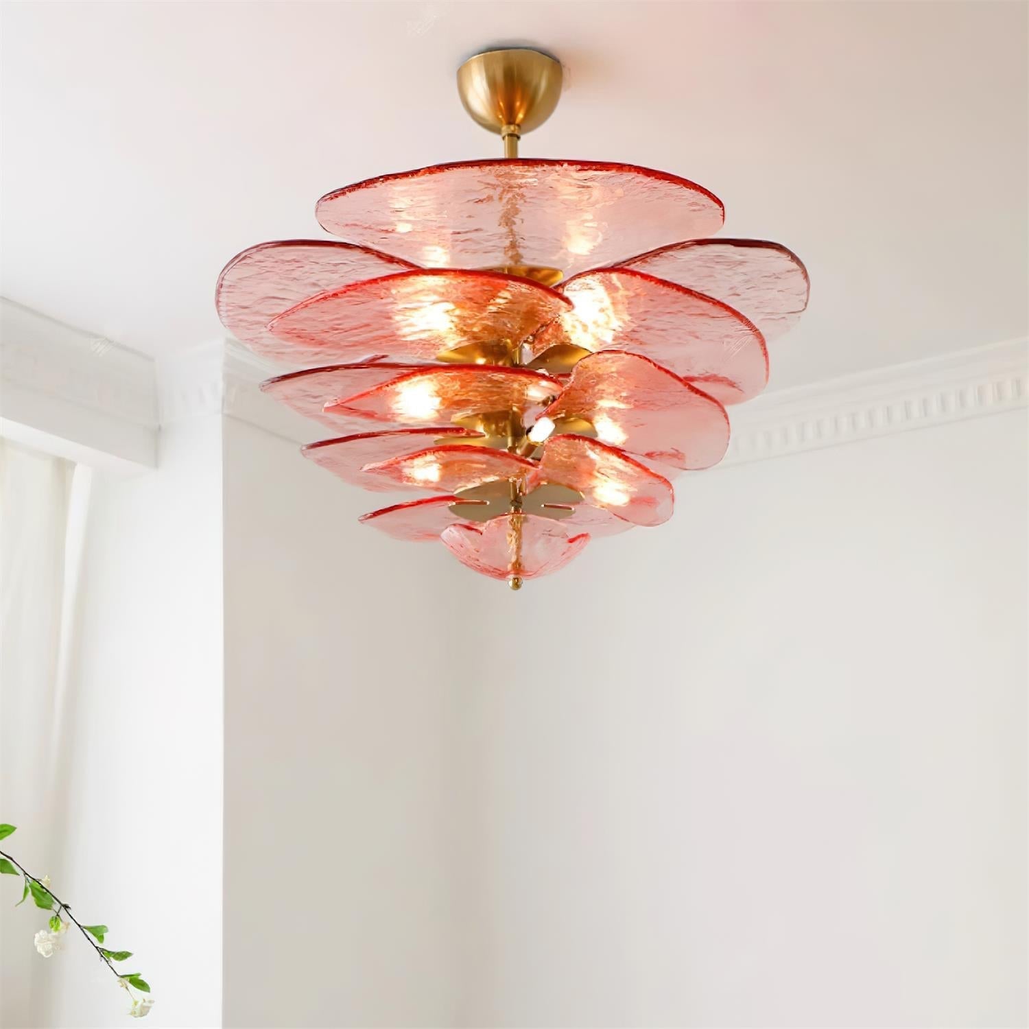 Elegant Lilypad Glass Chandelier - Modern Crystal Ceiling Light Fixture for Dining Room, Living Room & Bedroom Decor | Perfect for Home Lighting and Interior Design