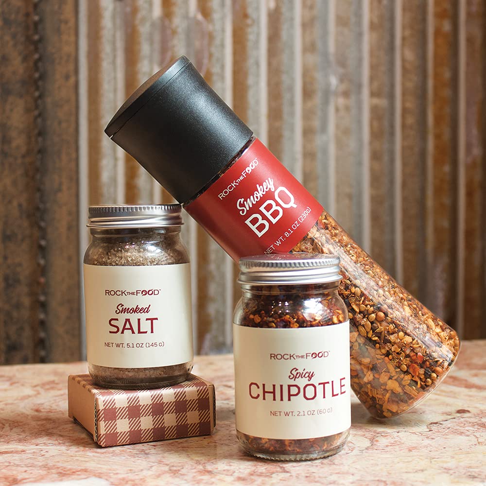 Gourmet Smoked Seasonings & Rubs Gift Set - Smoked Salt, Spicy Chipotle & BBQ Rubs | Perfect for Grilling, Smoking & Enhancing Meats