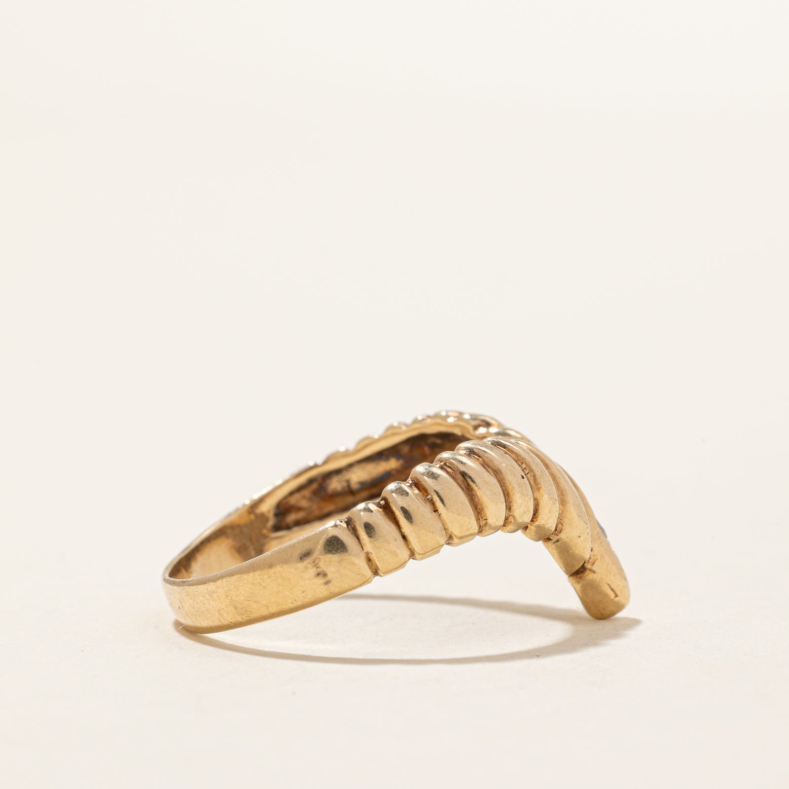 0.09ct Diamond Chevron Ring for Women - Size 8 | Elegant Stackable Band for Engagement, Anniversary & Everyday Wear