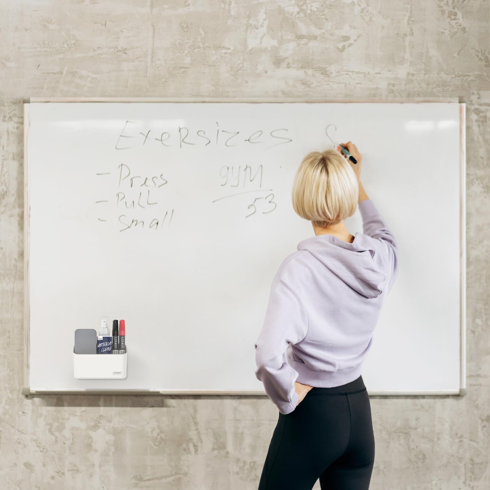Loukin Magnetic Marker Holder - Dry Erase Marker & Remote Control Organizer - Strong Magnetic Storage for Whiteboards, Fridge, Office & Home (White) - Perfect for Classroom, Kitchen & Workspace Organization