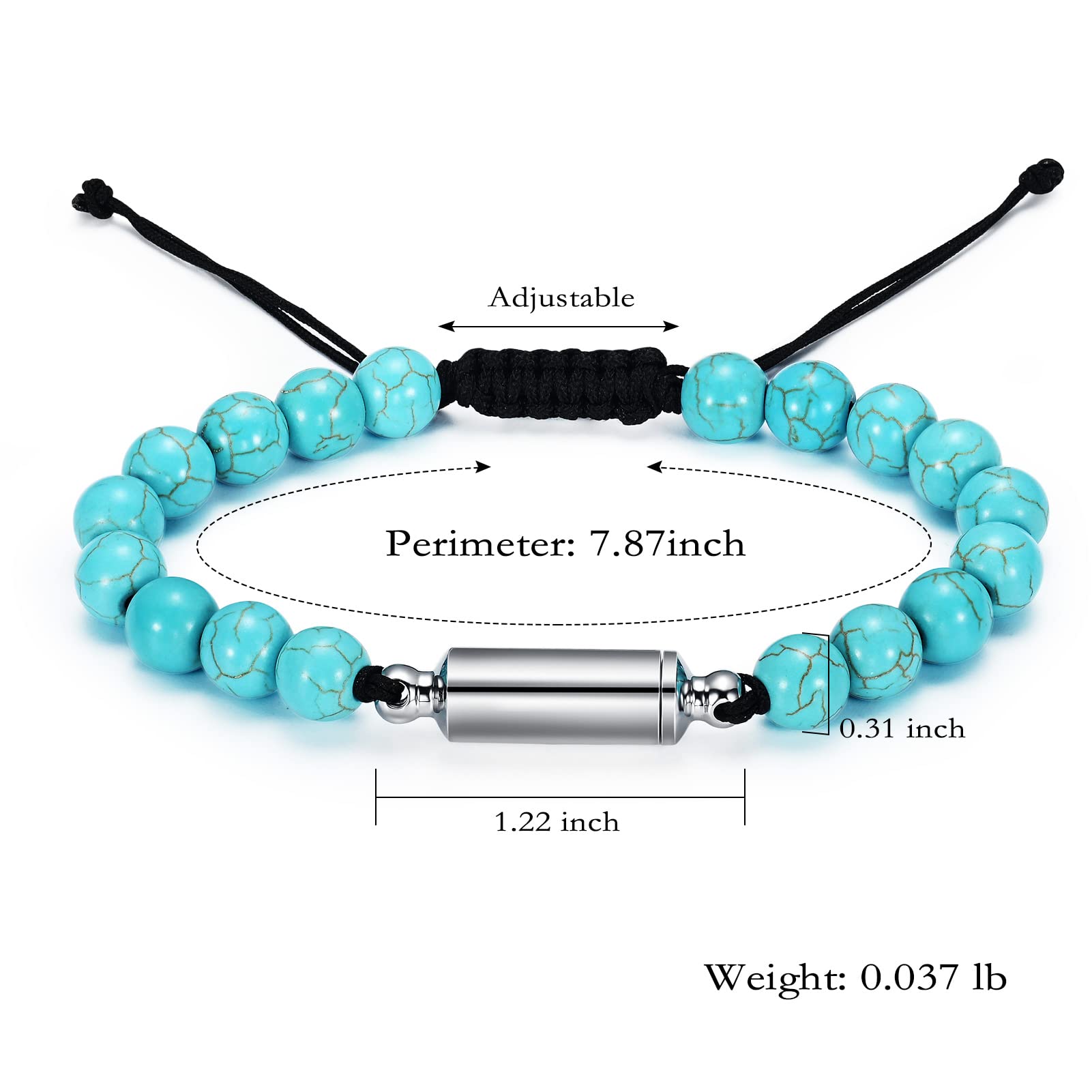 Stainless Steel Cremation Bracelet for Ashes - Adjustable Urn Jewelry with Lava Rock for Men & Women | Memorial Keepsake for Human & Pet Ashes | Perfect for Remembrance, Funerals & Everyday Wear