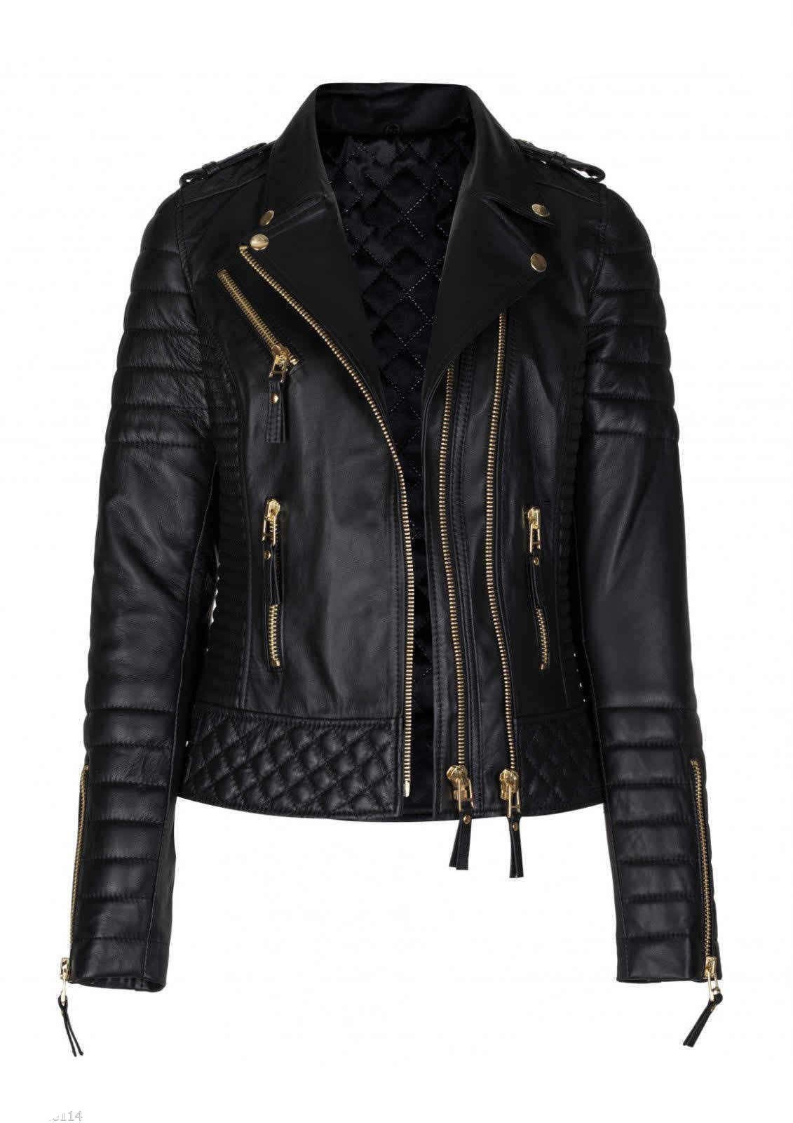 Women's Real Lambskin Leather Jacket - Bomber Style Motorcycle Biker Jacket for Women | Fashion Outerwear for Casual Wear, Night Out & Riding