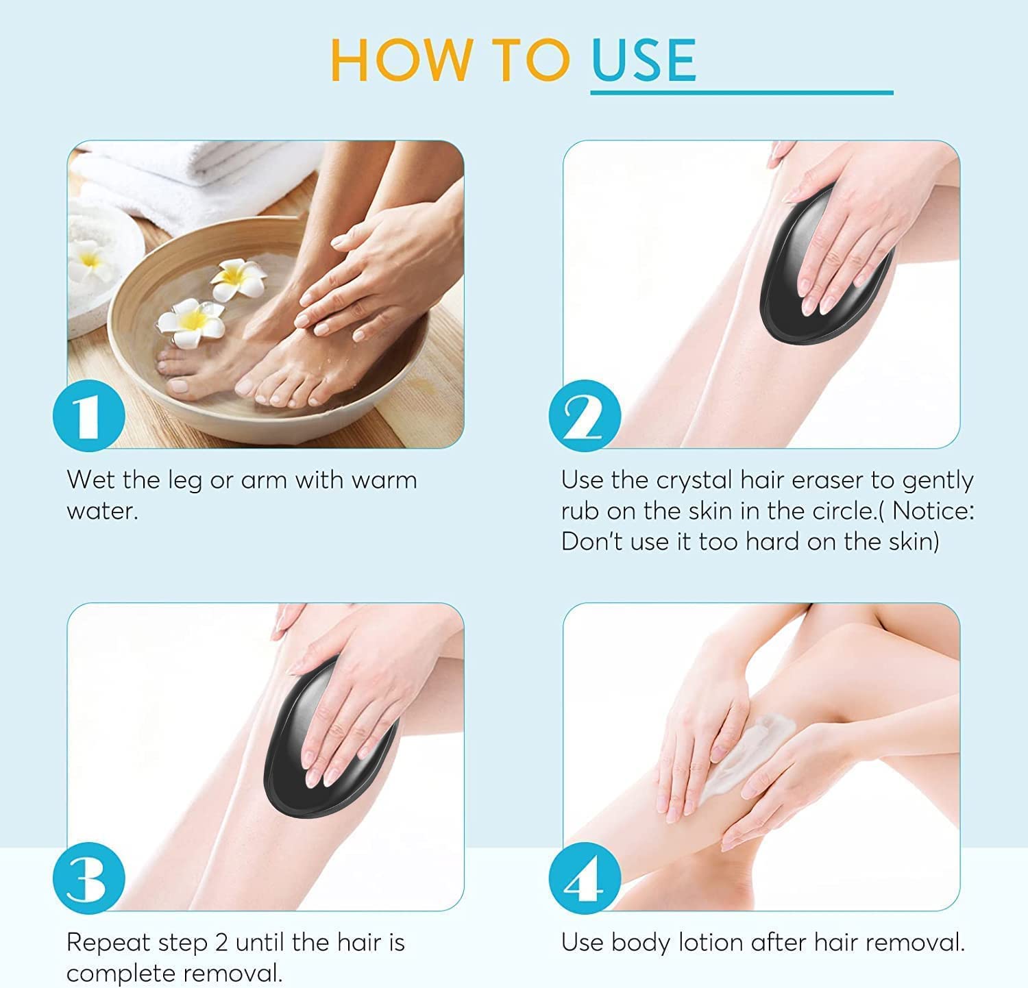 SPEFEZ Crystal Hair Eraser - Painless Exfoliating Hair Remover for Arms, Legs & Back | Reusable & Washable Portable Hair Removal Tool | Perfect for Travel, Gym & Smooth Skin Care