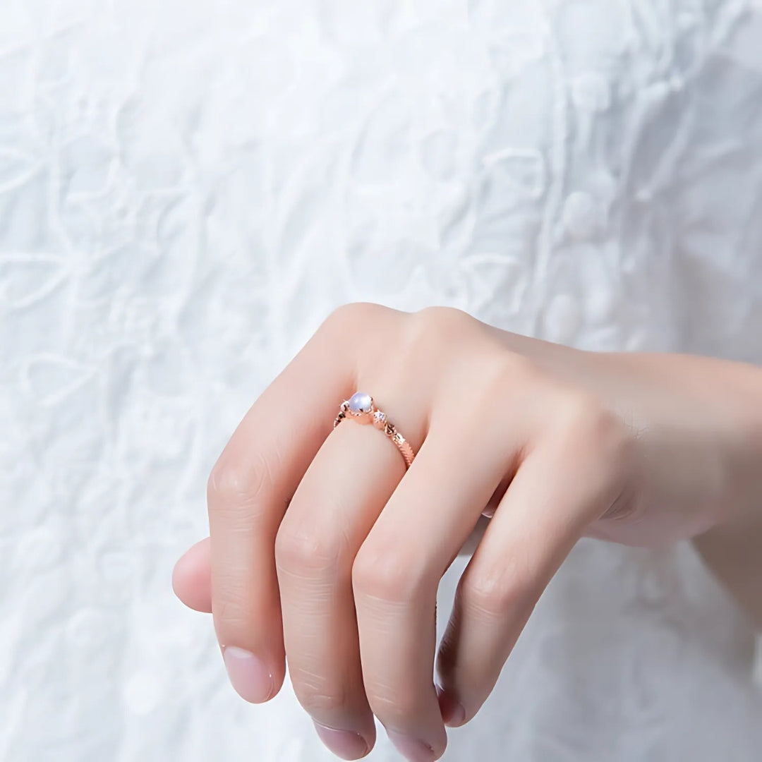 18K Gold Sterling Silver Moonstone Gemstone Ring for Women – Elegant Handmade Jewelry for Engagement, Wedding & Special Occasions | FME R242