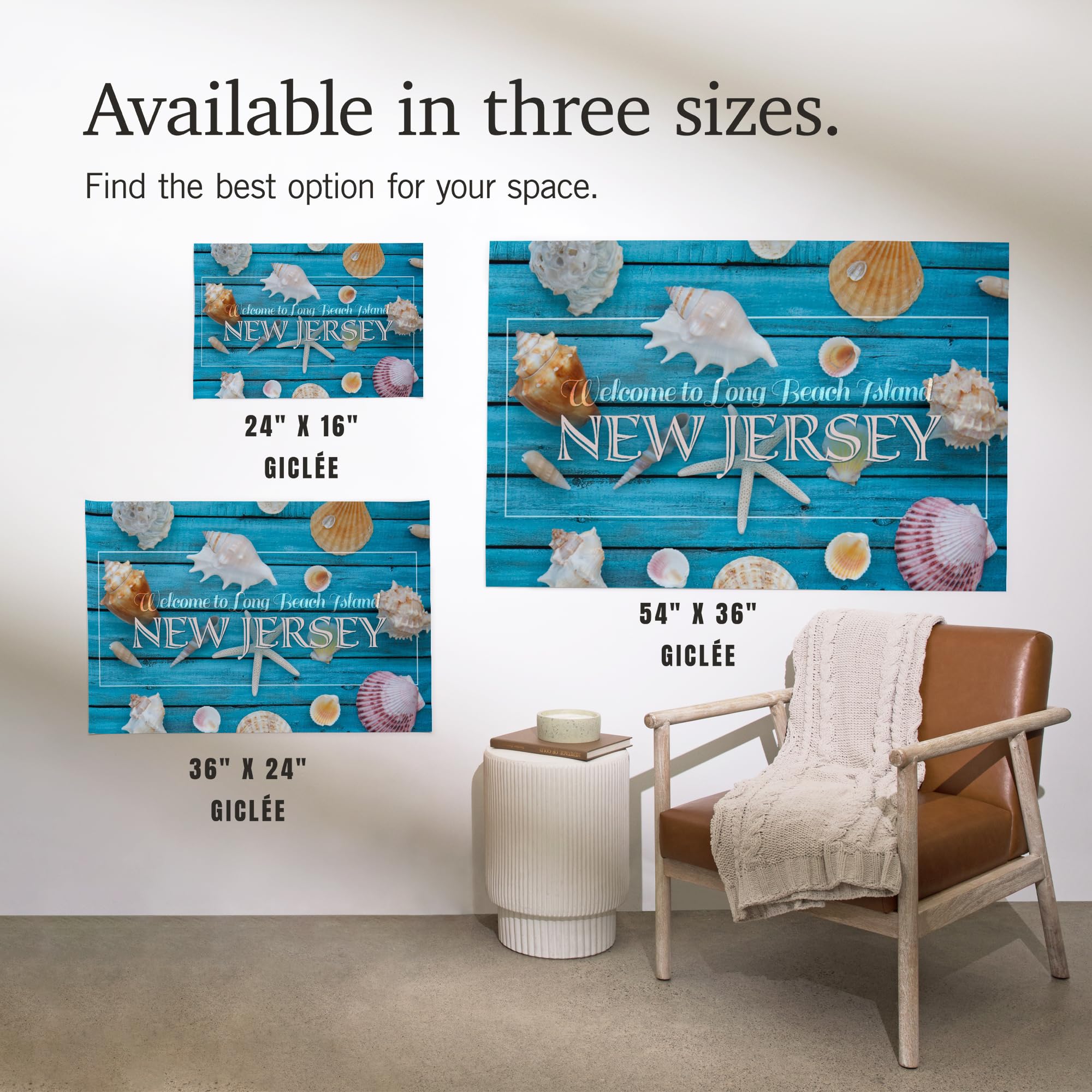 Lantern Press 36x54 Inch Giclee Art Print - Long Beach Island New Jersey Coastal Wall Decor with Seashells | Perfect for Beach House, Living Room & Office Decor