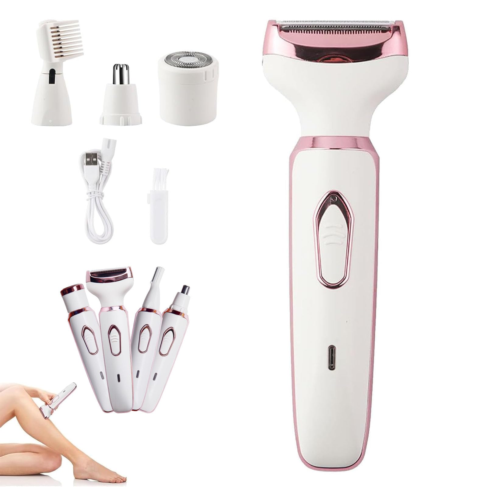4-in-1 Electric Shaver for Women - Waterproof Lady Shaver & Epilator for Face, Legs, Underarms & Body Hair Removal | Perfect for Travel, Gym & Daily Grooming