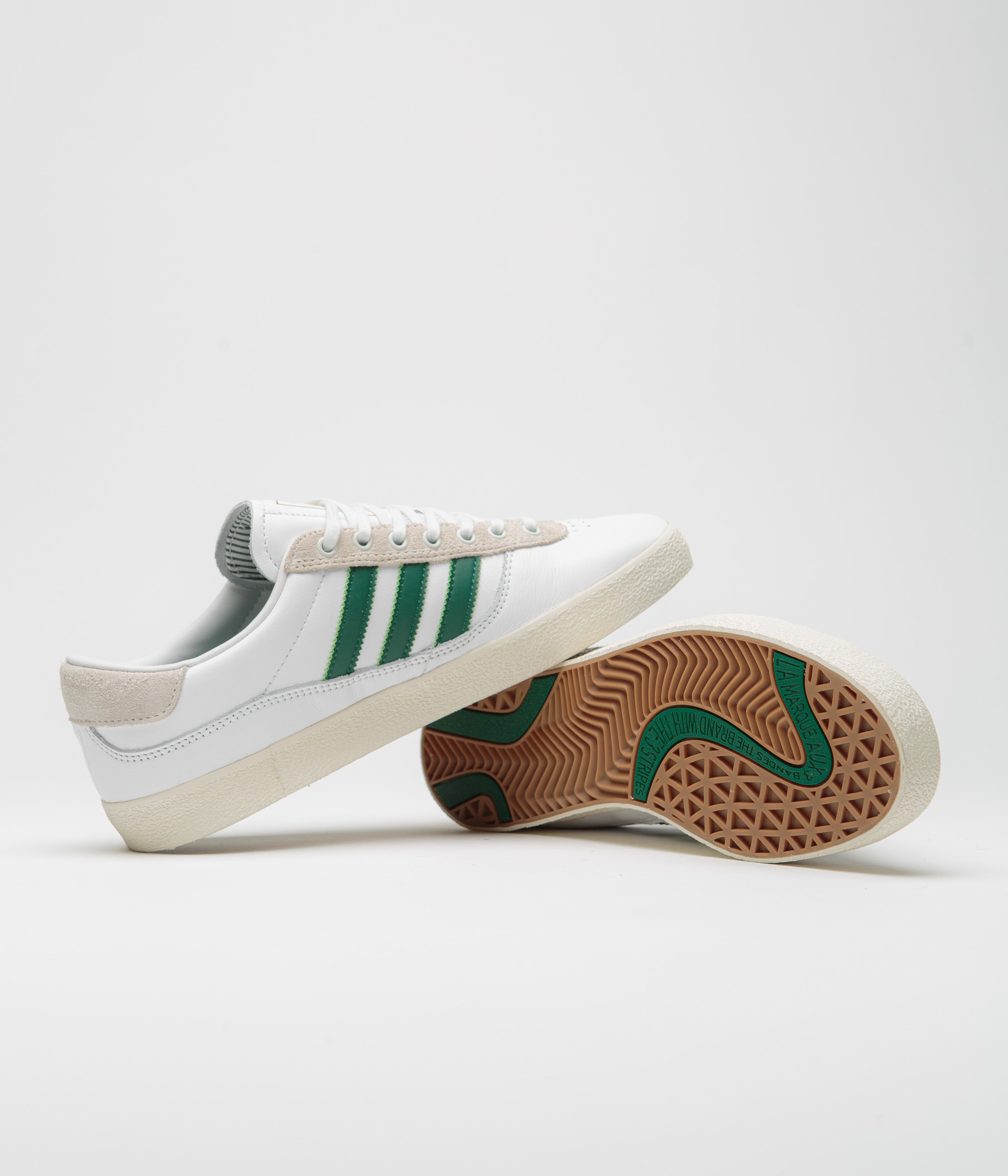 Adidas Puig Indoor Soccer Shoes for Men - White, Dark Green & Cream White - Lightweight & Comfortable for Indoor Football & Futsal Training