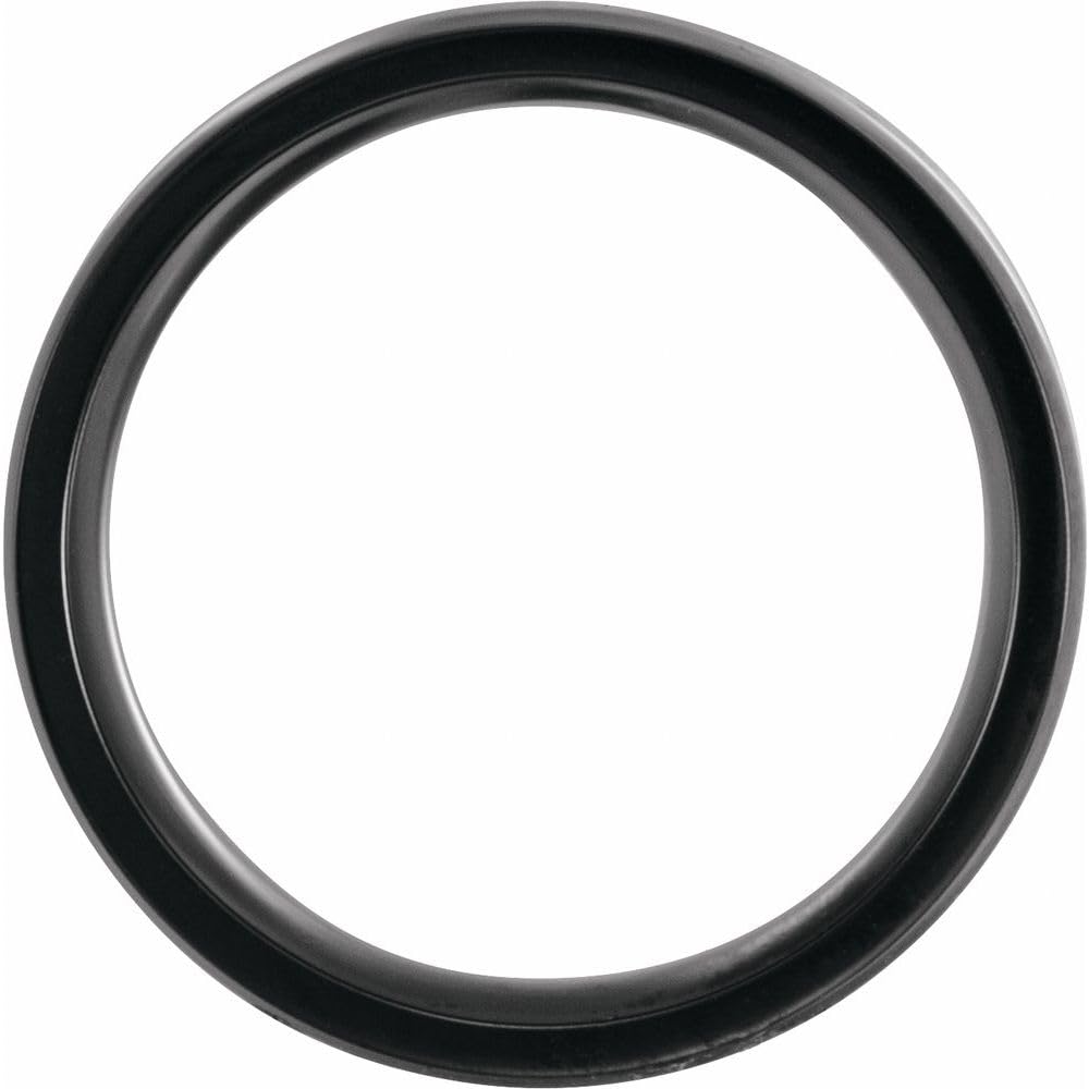 8mm Black Beveled Edge Wedding Band Ring - Comfort Fit Wood Inlay for Men - Perfect for Weddings, Anniversaries & Everyday Wear