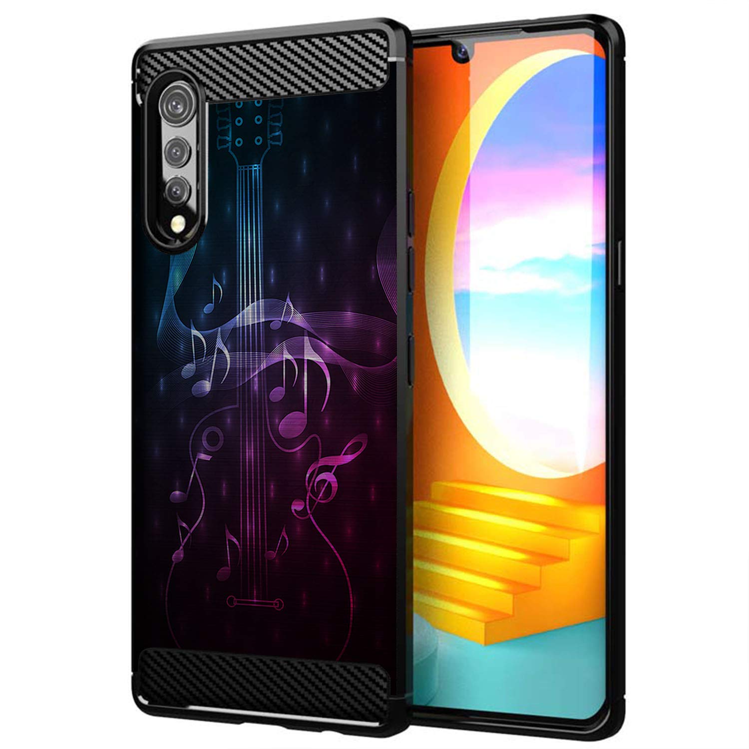 Premium Slim Black TPU Shockproof Case for LG Velvet & LG Velvet 5G - Flexible Protective Cover with Stylish Guitar Music Design | Perfect for Daily Use, Travel & Outdoor Activities