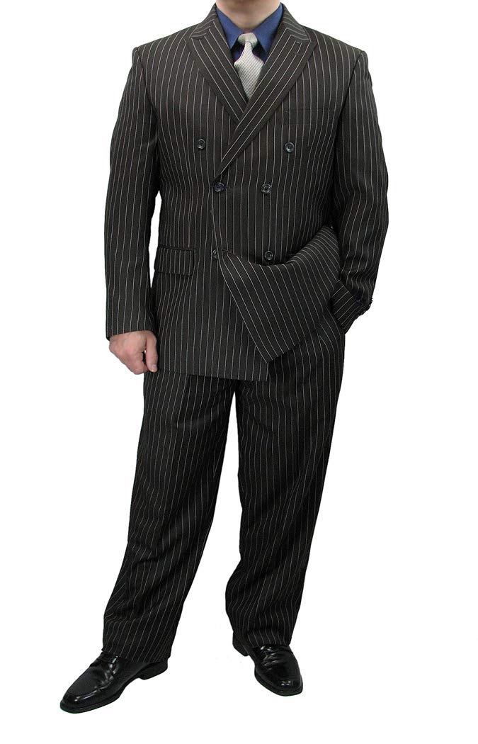Premium 2-Piece Men's Double Breasted Pinstripe Suit Set with Free Socks - Formal Business Attire for Weddings, Office & Special Occasions