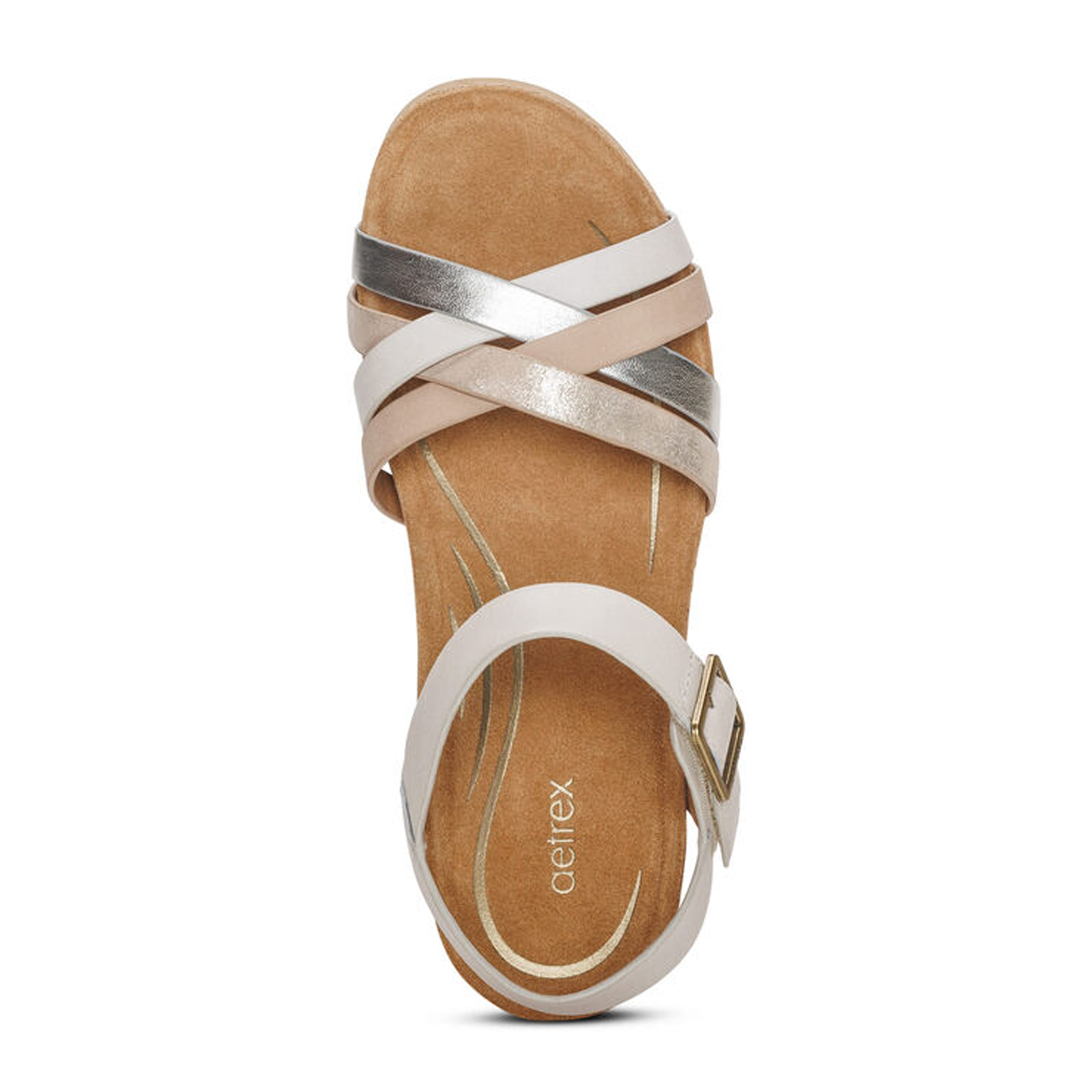 Aetrex Noelle Women's Comfortable Wedge Sandal in Ivory - Perfect for Summer, Beach Vacations & Casual Outings