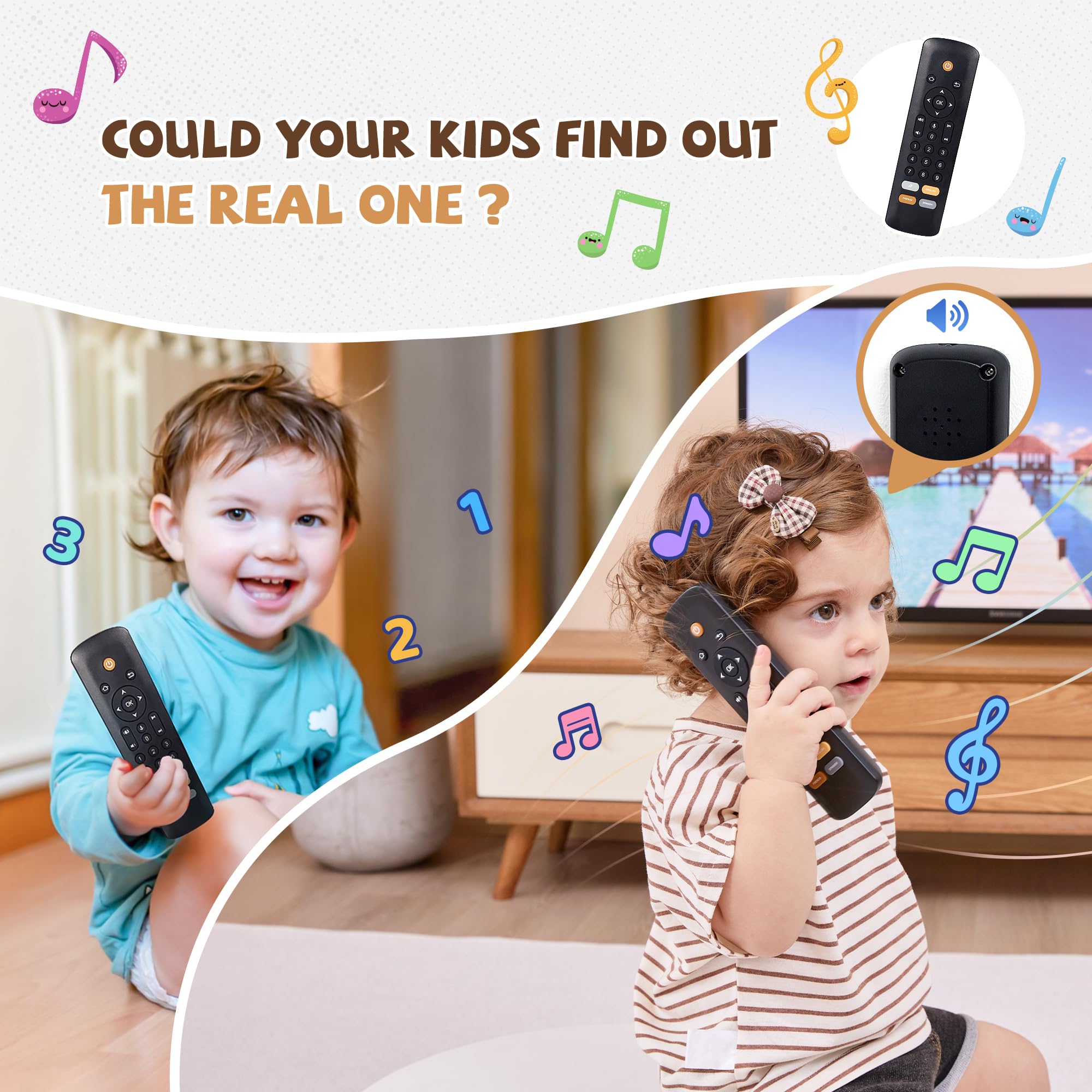 Baby TV Remote Toy with Lights & Sounds - Multilingual Learning Toy for Toddlers 1-2 Years, Great Gift for Boys & Girls - Play at Home