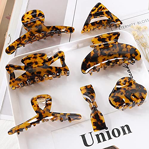 Stylish COSYOO 7-Piece Large Hair Claw Clips Set - Acetate Material with Interlocking Teeth for Strong Hold & No Slip - Perfect for Ponytails, Updos & Everyday Hairstyles (Elegant Hair Barrettes & Jaw Clips)