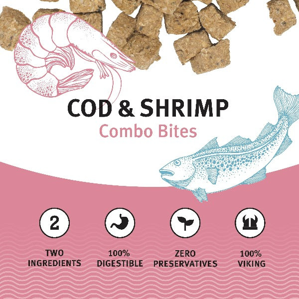 Premium Icelandic Cod & Shrimp Combo Bites - All-Natural Freeze-Dried Fish Dog Treats for Training & Dental Health - Perfect for Small, Medium & Large Dogs