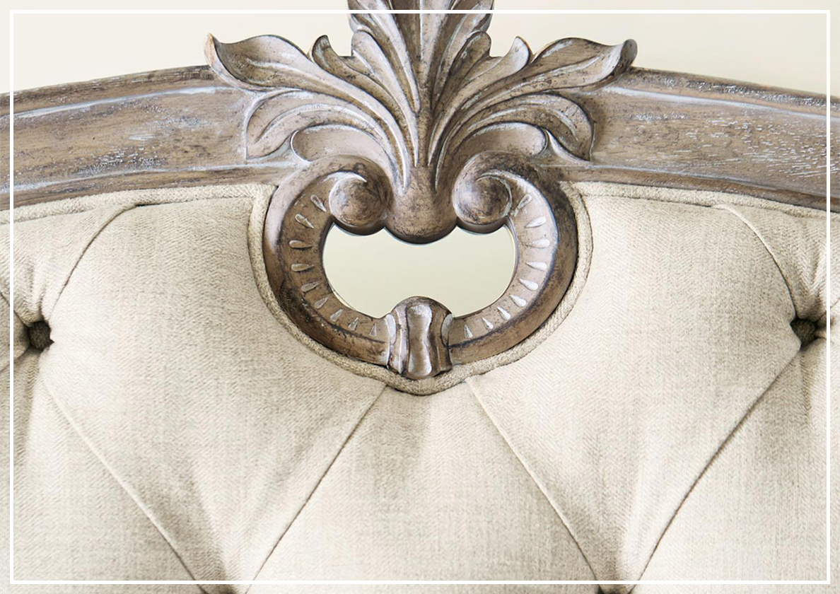Bernhardt Campania Fabric Tufted Panel King Size Bed in Soft Beige - Luxurious Upholstered Bedroom Furniture for Master Suite & Guest Room Decor