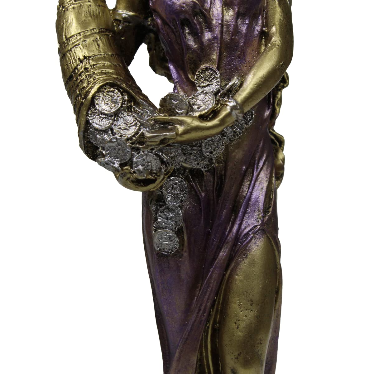 Light Mary Resin Statue - Abundance Gold Horn Cornucopia Figurine for Home Decor, Gift, and Spiritual Blessings