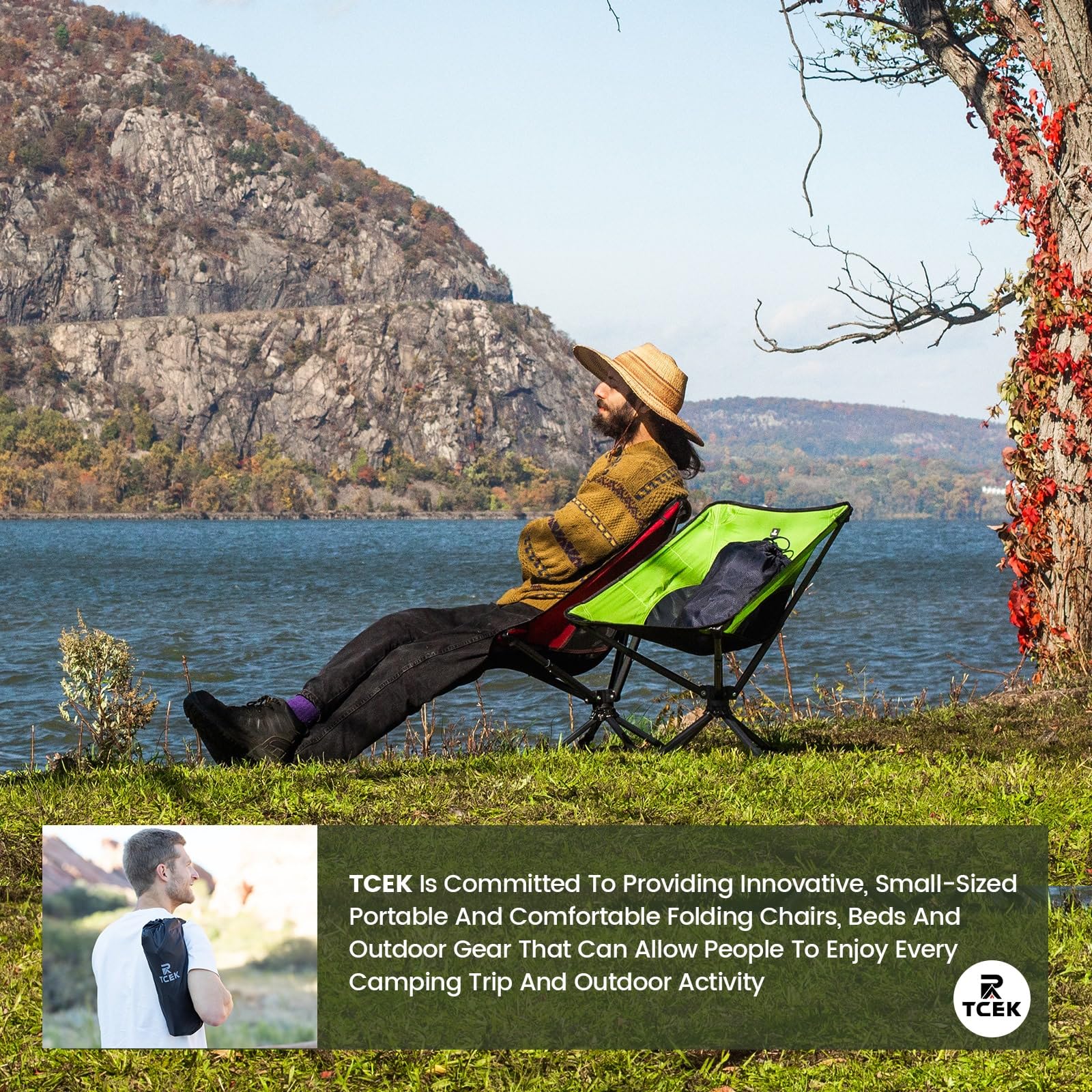 Upgraded Swivel Portable Folding Chair - Compact & Lightweight Collapsible Chair for Adults, Sets Up in 8 Seconds, Supports 300 lbs - Perfect for Camping, Travel, Hiking, Beach, Picnics, Backyard & Outdoor Events