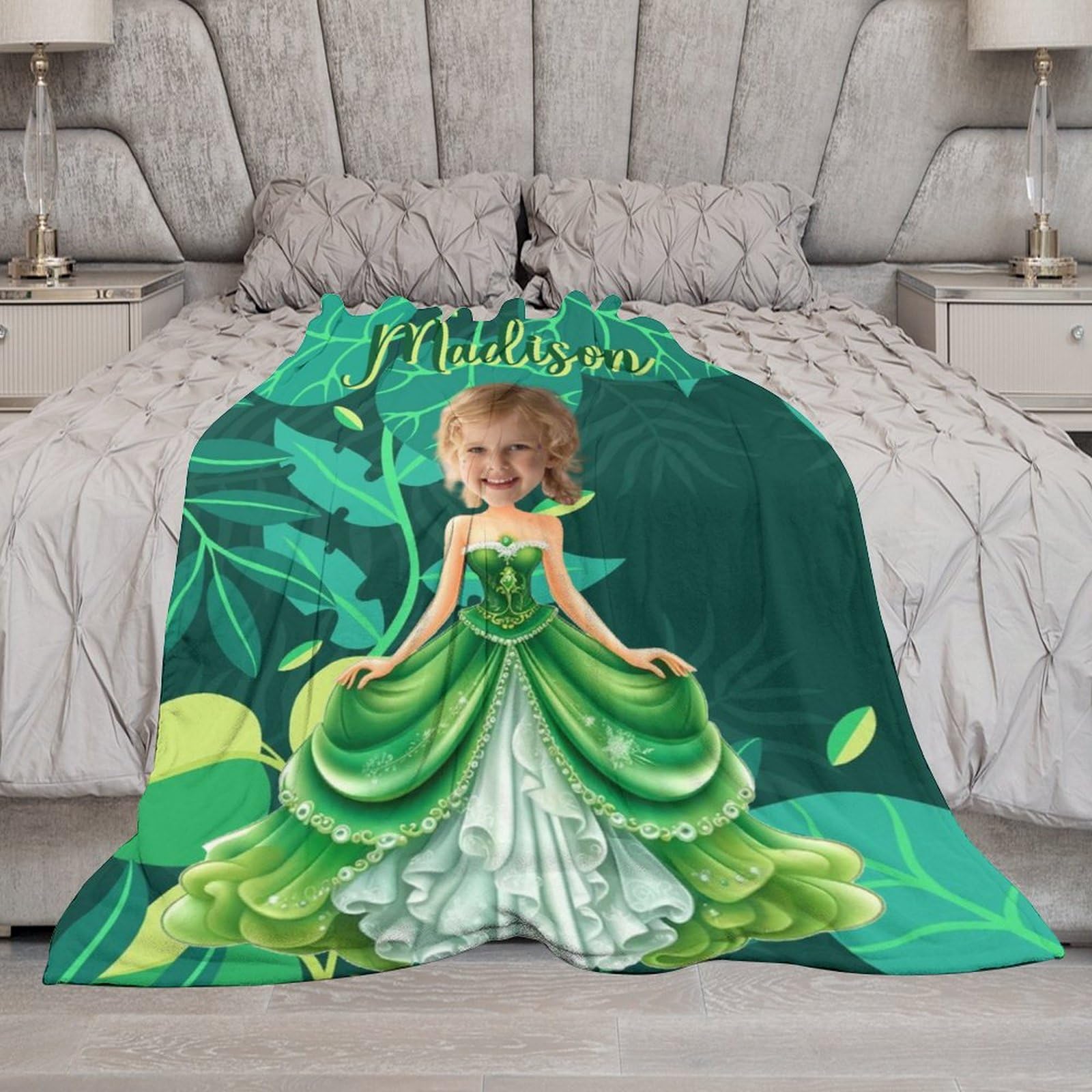 **Personalized Princess Baby Blanket with Name & Photo - Custom Kids Blanket for Girls, Daughter, Niece - Perfect Christmas Birthday Gift for Princess Lovers - Nursery, Bedroom, Travel & Photo Keepsake**