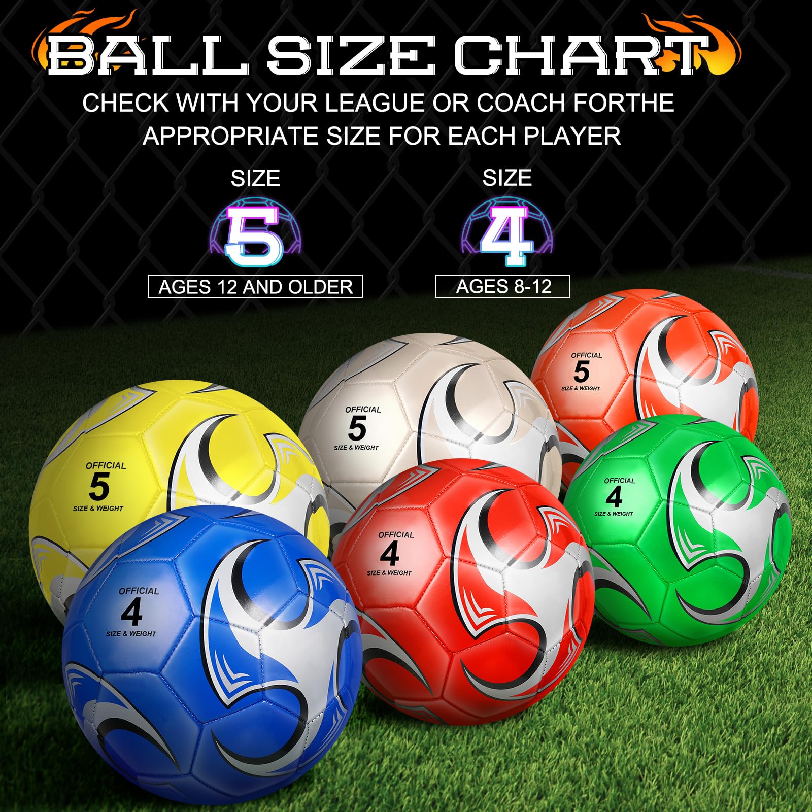24 Pack Wettarn Machine-Stitched Soccer Balls with Air Pump & Carry Bag - Durable Practice & Training Balls for Outdoor Games, Team Sports & Youth Soccer Gifts