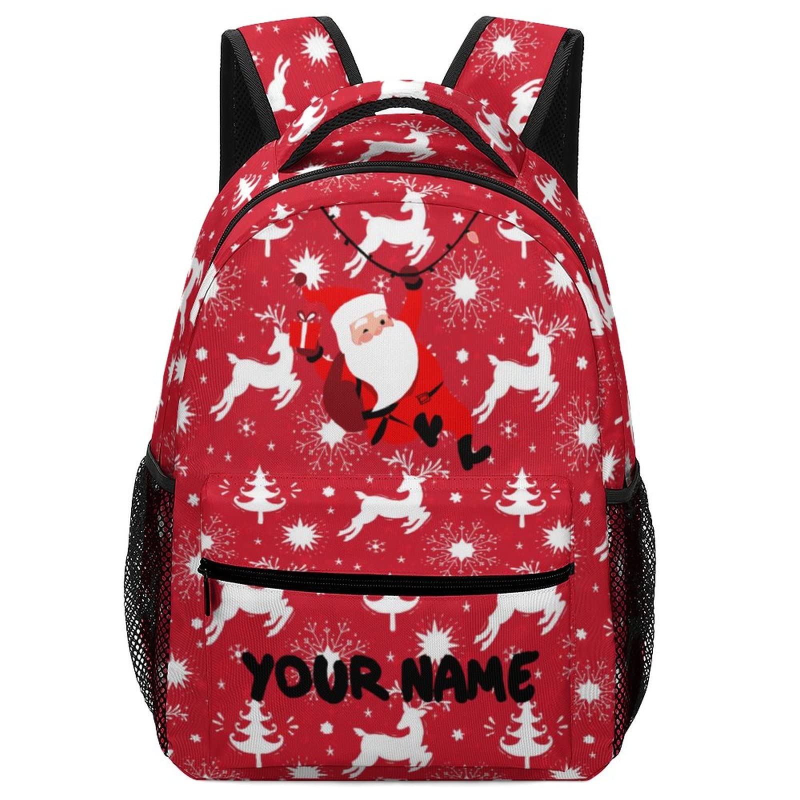 Personalized Kids Backpack for Boys and Girls - Custom Name School Backpack, Christmas Santa Claus Gift, Durable Bookbag for School, Travel & Daily Use