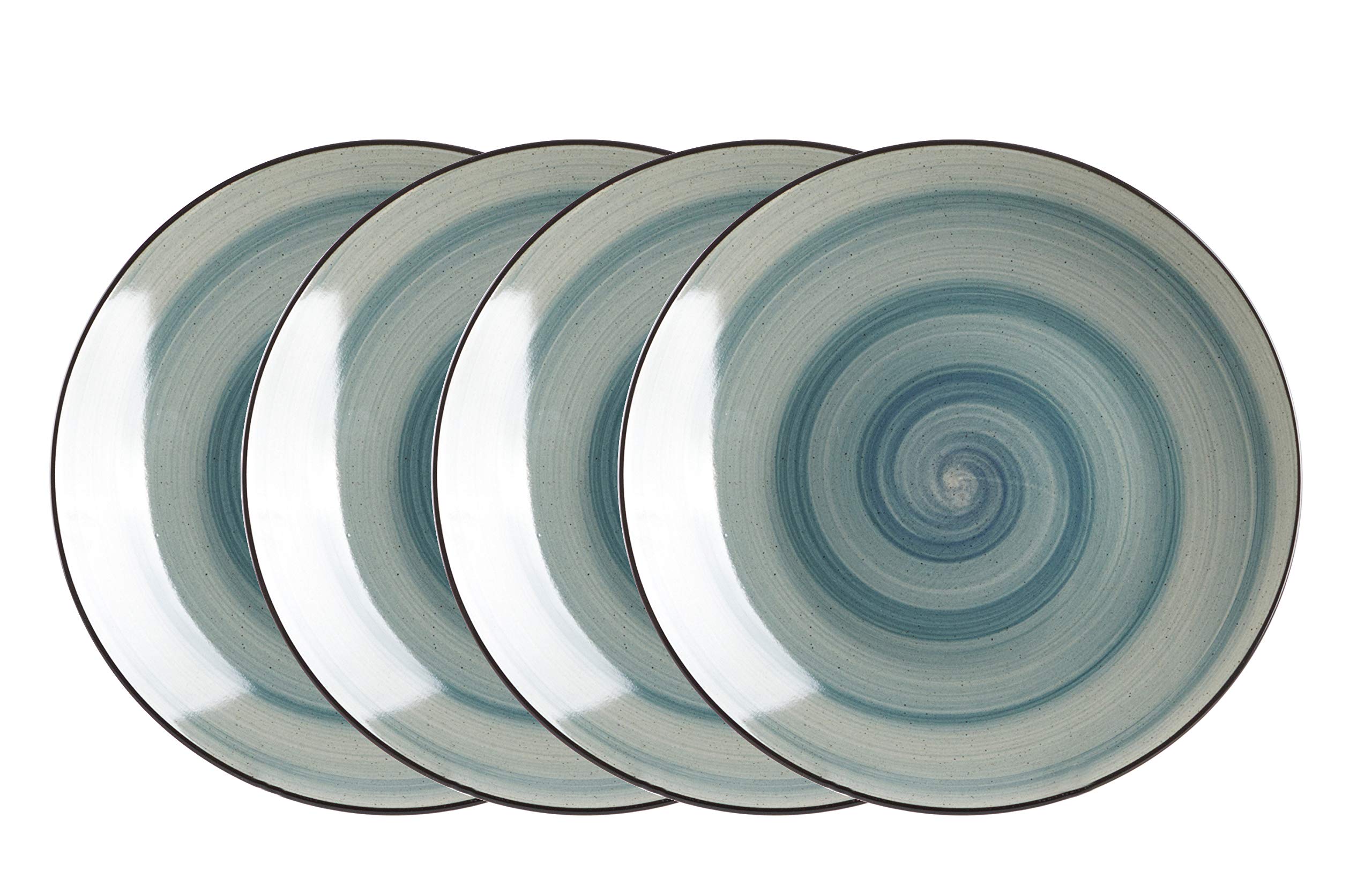 Stoneware Sonoma 16-Piece Dinnerware Set in Black & Speckled Spin Wash Blue - Elegant Dinner Plates, Bowls & Mugs for Everyday Dining & Entertaining