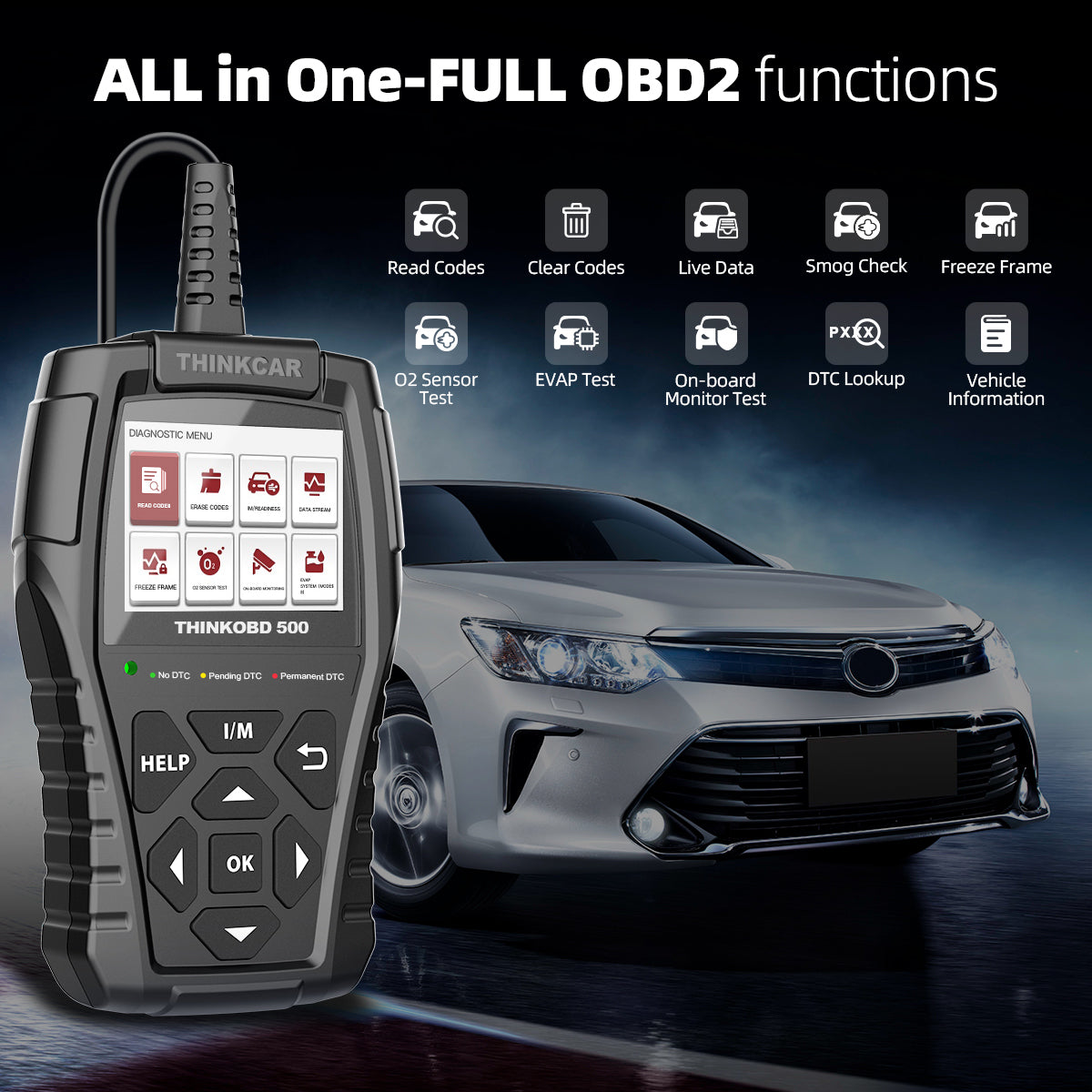 THINKOBD 500 Car Diagnostic Scanner - OBD2 Code Reader with Lifetime Free Updates, Check Engine Light Scanner for Mechanics, Auto Repair Shops & DIY Car Maintenance (Compatible with Most Vehicles)