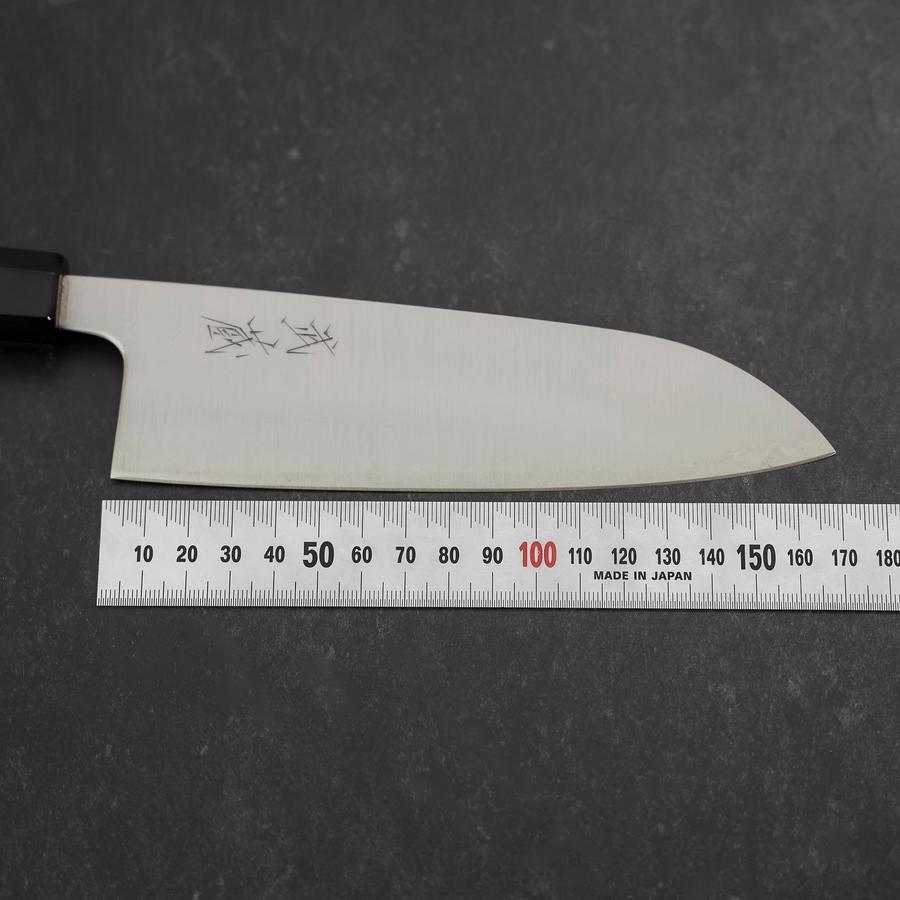 Premium Santoku Knife 165mm - Blue Super Polished Steel with Buffalo Ebony Handle - Japanese Kitchen Knife for Professional Chefs & Home Cooking - Perfect for Slicing, Dicing & Chopping Vegetables, Meat & Fish