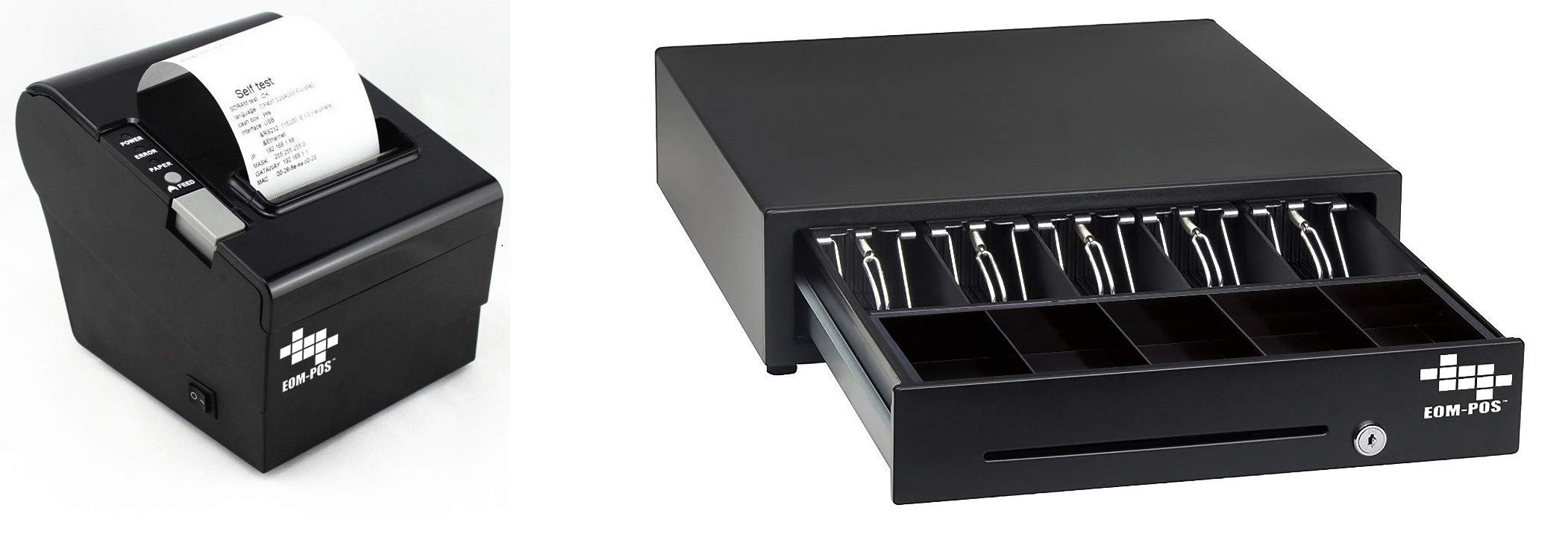 Heavy Duty Cash Register Drawer with Thermal Receipt Printer - Compatible with POS Systems (Not for Square) | Ideal for Retail Stores, Restaurants & Small Businesses