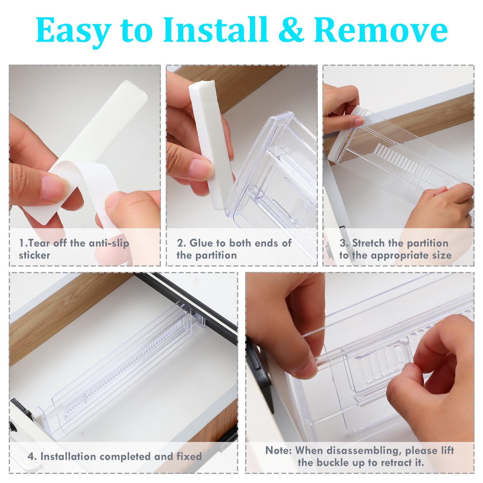8 Pack Adjustable Drawer Organizers - Expandable from 11.3