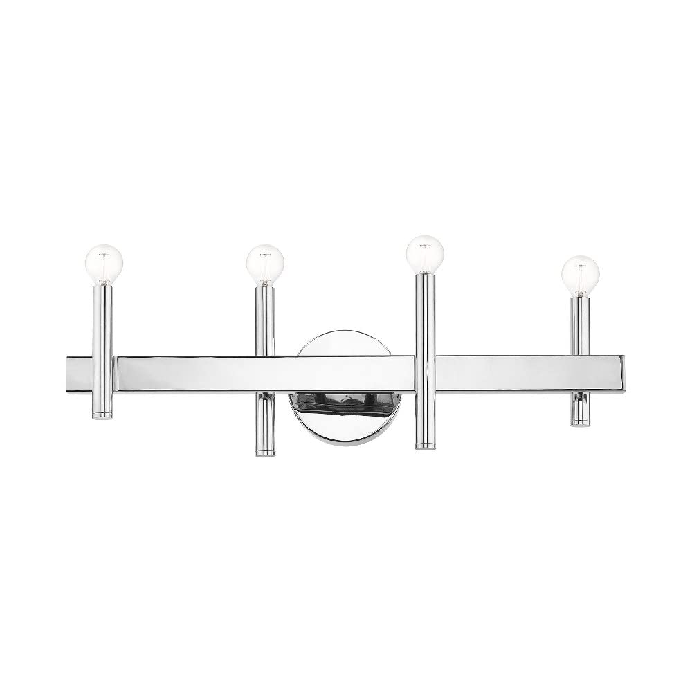 Livex Lighting 15584-91 4-Light Brushed Nickel Bathroom Vanity Light Fixture - Perfect for Modern Bathroom, Powder Room & Dressing Area Lighting