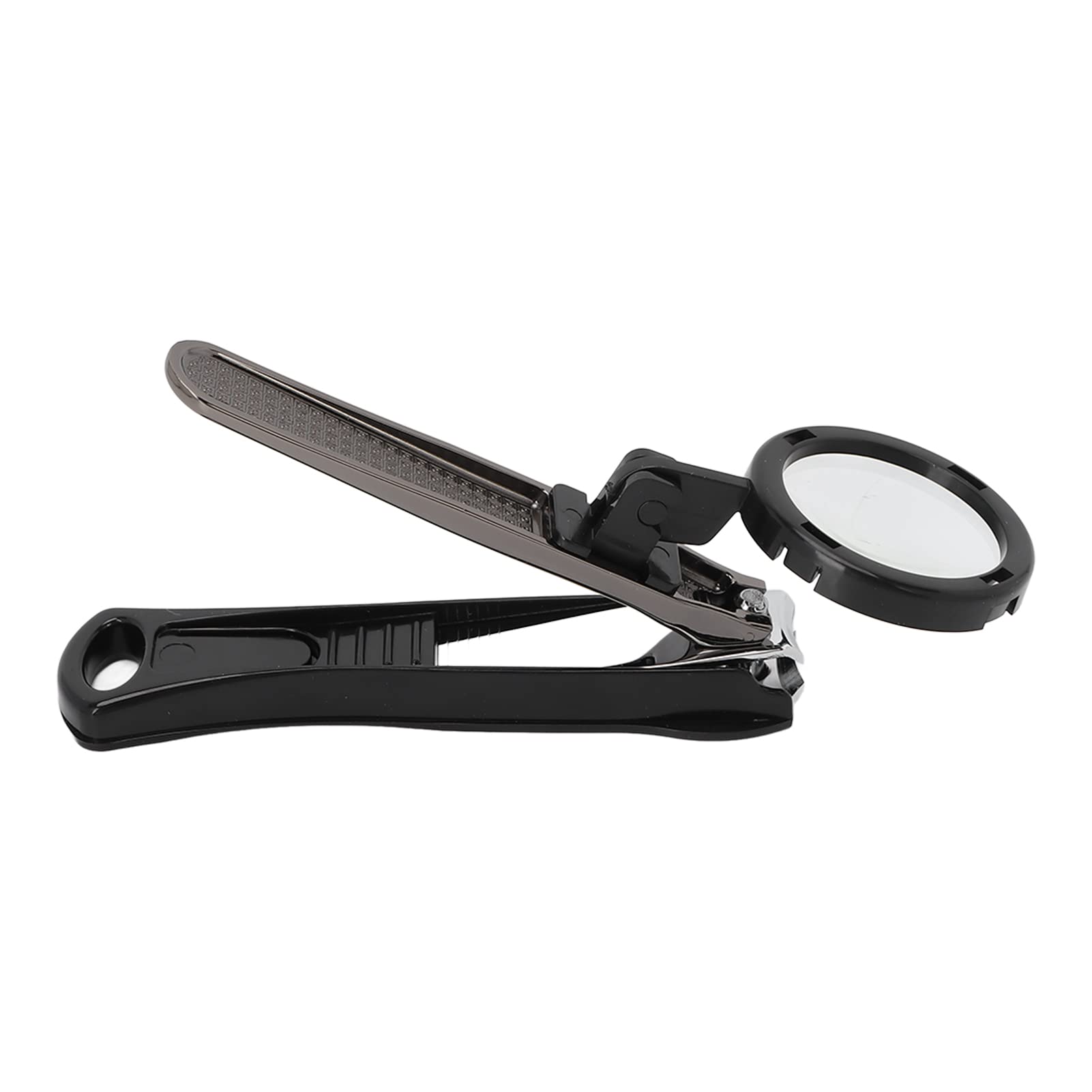 Premium Heavy Duty Nail Clipper Set with Magnifier - Professional Fingernail & Toenail Clippers for Seniors - Portable Nail Care Kit for Travel, Home Use, and Elderly Grooming Needs (Black)