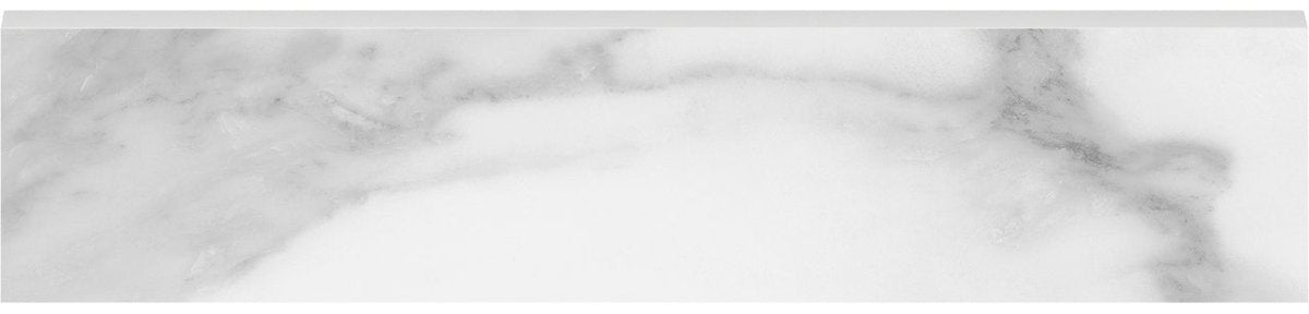 3 X 12 Inch Statuario White Polished Glazed Porcelain Bullnose Tile - Perfect for Bathroom Backsplash, Kitchen Wall, and Shower Surround