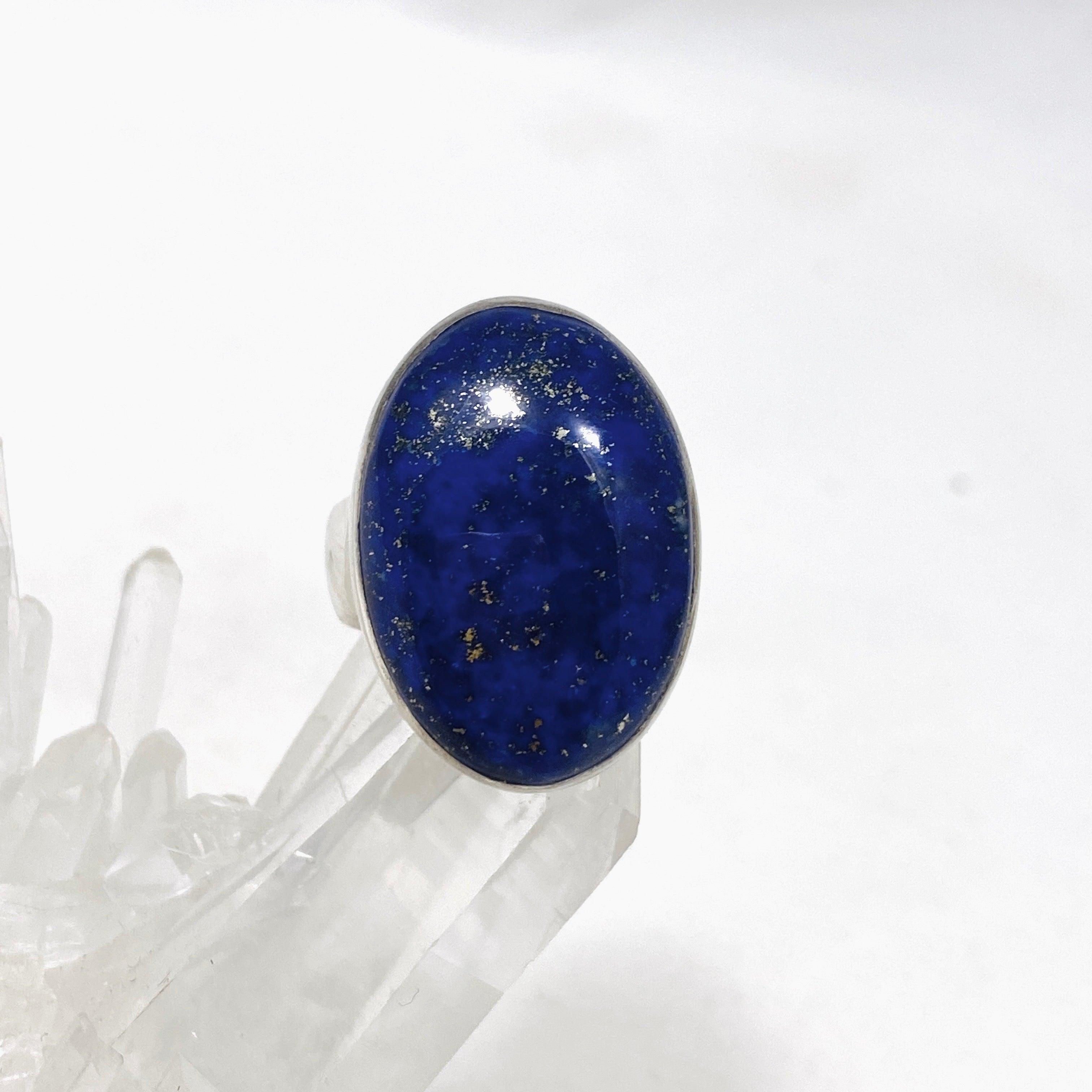 Lapis Lazuli Oval Ring Size 7 - Genuine Natural Stone Jewelry for Women | KRGJ2049 | Perfect for Meditation, Spiritual Healing & Boho Fashion
