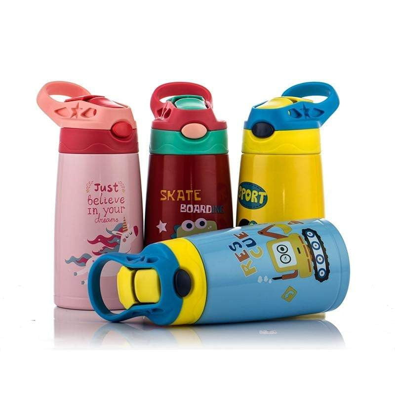 Stainless Steel Double Wall Vacuum Insulated Kids Sippy Cup with Silicone Straw - Leak Proof & BPA Free - Perfect for Toddlers, Travel, School & Outdoor Activities
