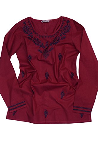 Navy Embroidery on Maroon