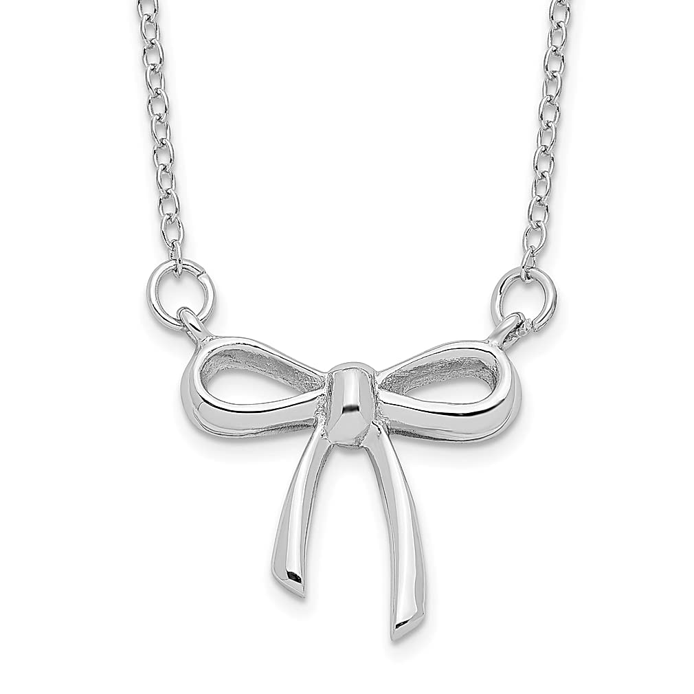 925 Sterling Silver 18 Inch Bow Necklace Pendant Charm - Elegant Fine Jewelry for Women - Perfect Gift for Her - Ideal for Valentine's Day, Anniversary, Birthday & Special Occasions