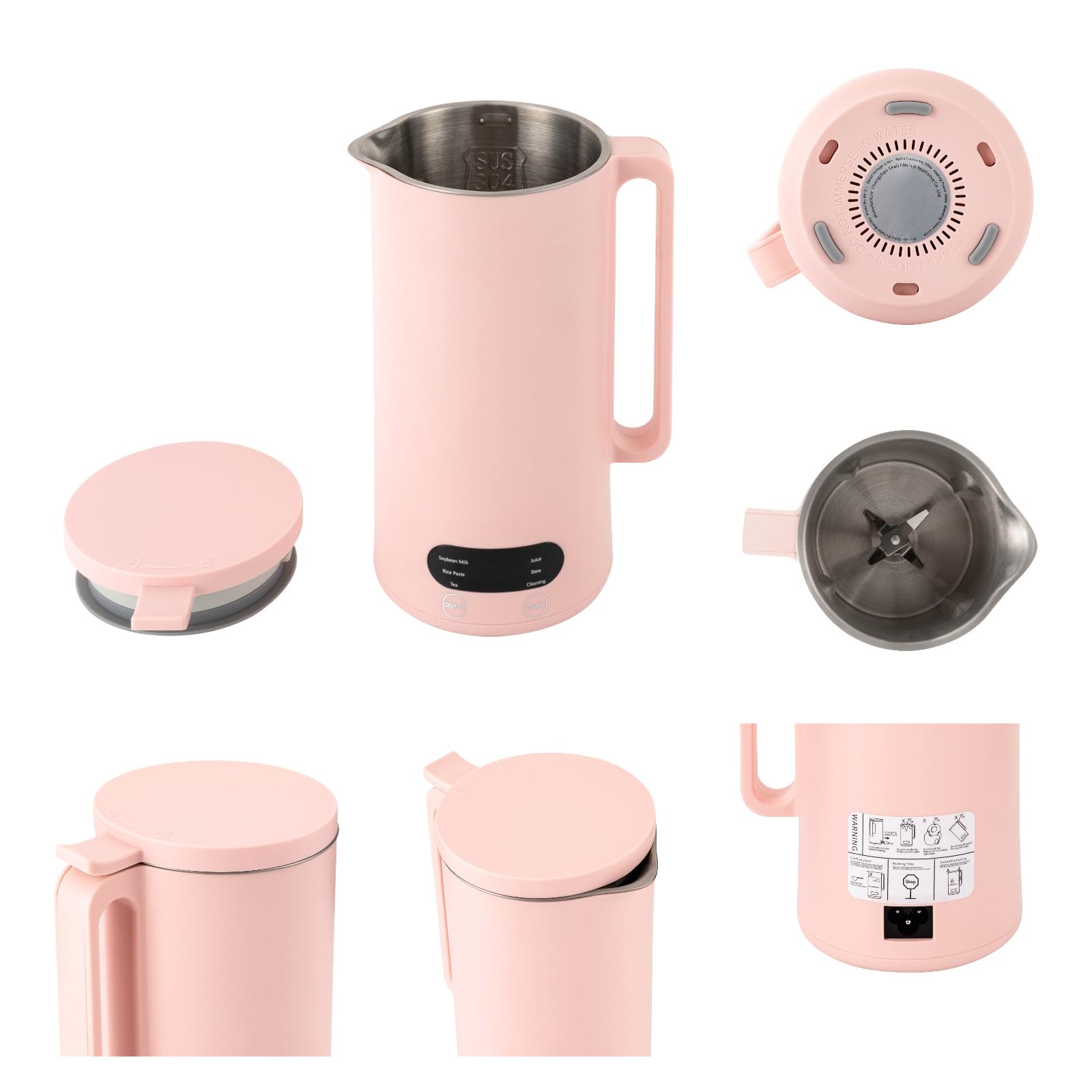 **350ml/11oz Smart Soymilk Maker - 100℃/212℉ Auto Heating, Self-Cleaning, 12H Timer, 27500RPM Blender - PP & Stainless Steel Nut Milk Machine for Smoothies, Coffee, Baby Food & Healthy Breakfast (Pink)**