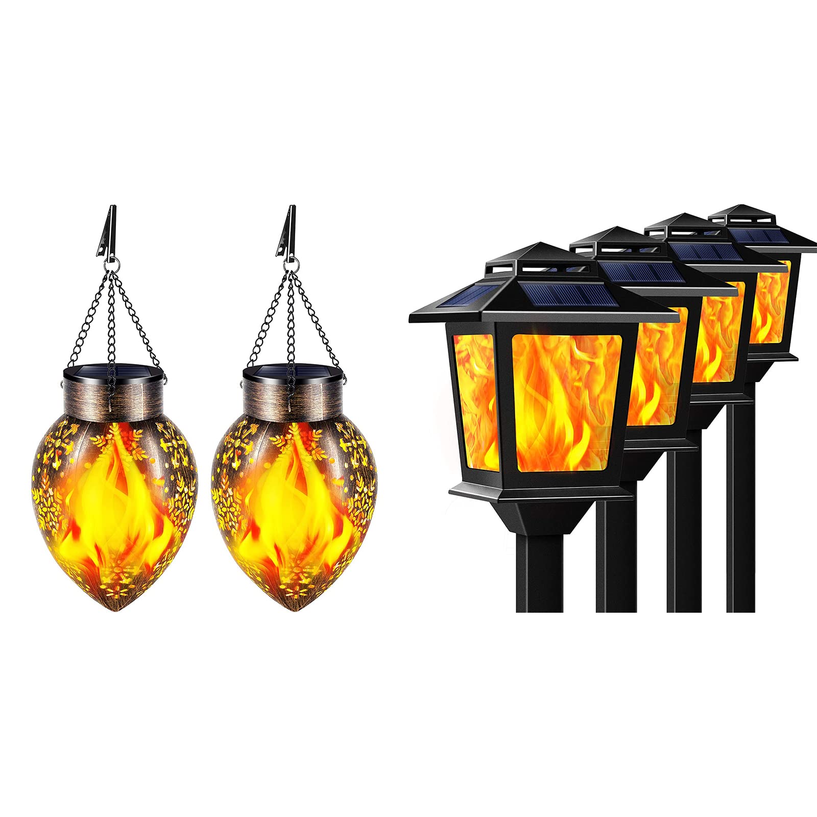 TomCare Solar Lanterns Outdoor - Waterproof Flickering Flame Solar Lights for Garden, Patio, Yard - Decorative Solar-Powered Lighting for Pathways, Backyard, Deck & Camping