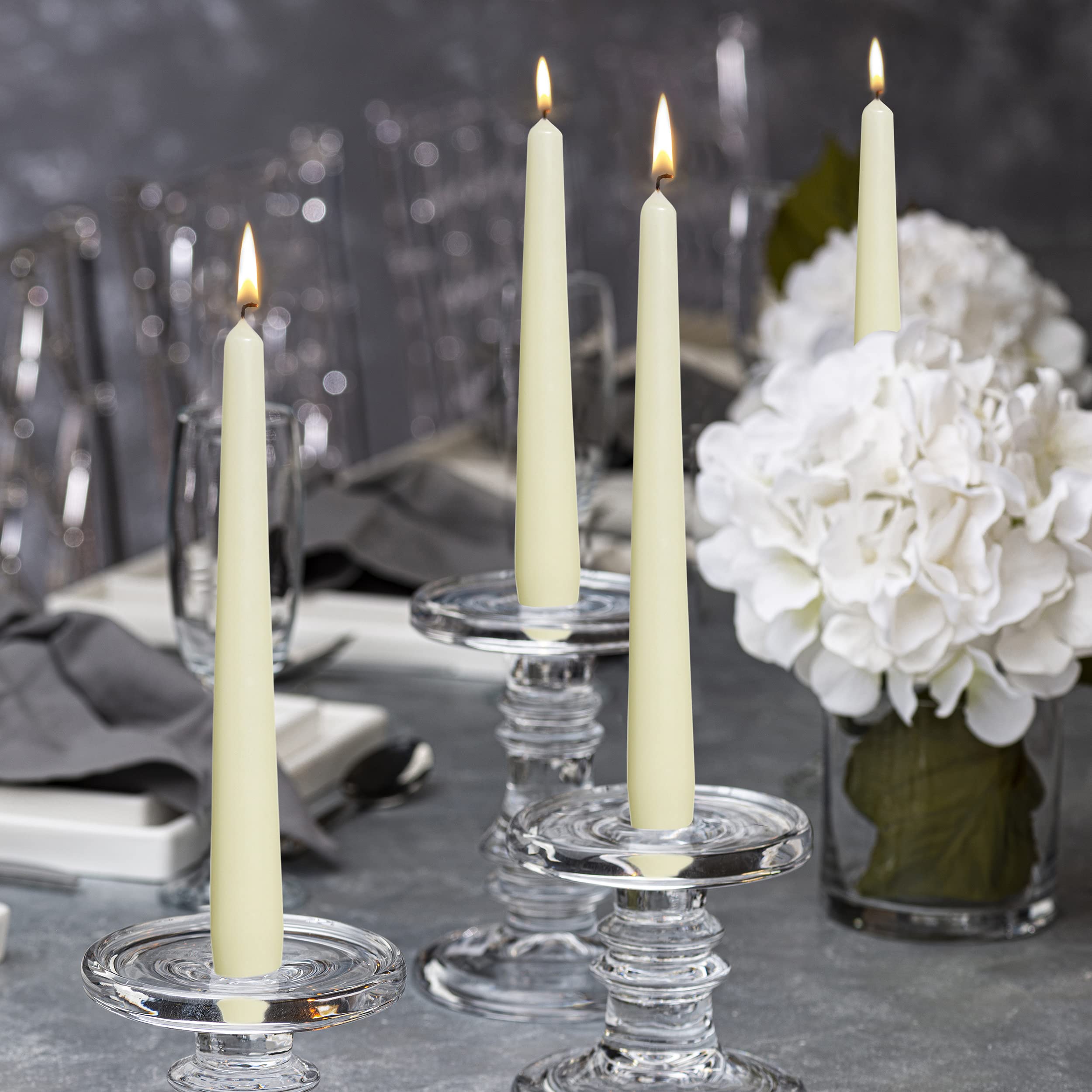 BOLSIUS Ivory Taper Candles Bulk Pack - 120 Unscented Dripless Candlesticks (4 Packs) | Premium European Quality, 8-Hour Burn Time, Smokeless Flame | Perfect for Weddings, Dinner Parties & Home Decor