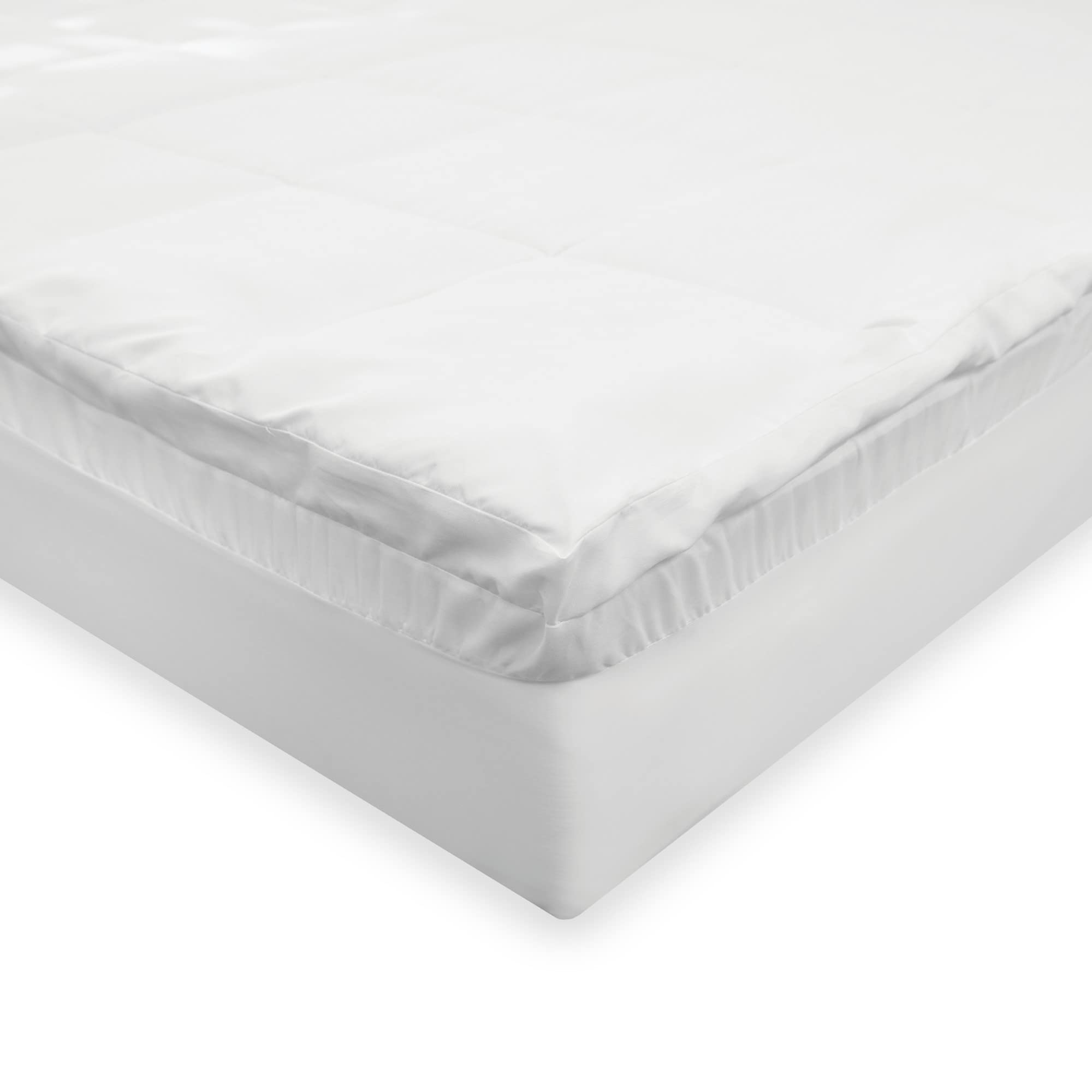SensorPEDIC SlumberMax Dual Comfort Hybrid 4-Inch Memory Foam & Lux Fiber Mattress Topper - King Size, White - Pressure Relief for Back & Side Sleepers, Perfect for Guest Beds & Dorm Rooms