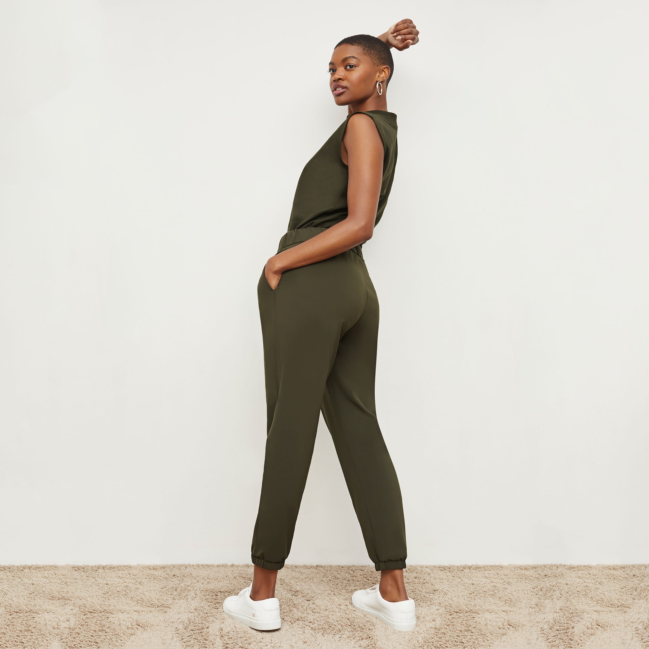 Delaney Jogger Pants for Women - OrigamiTech Stretch Olive Green Joggers | Comfortable Workout, Yoga, Lounge & Casual Wear