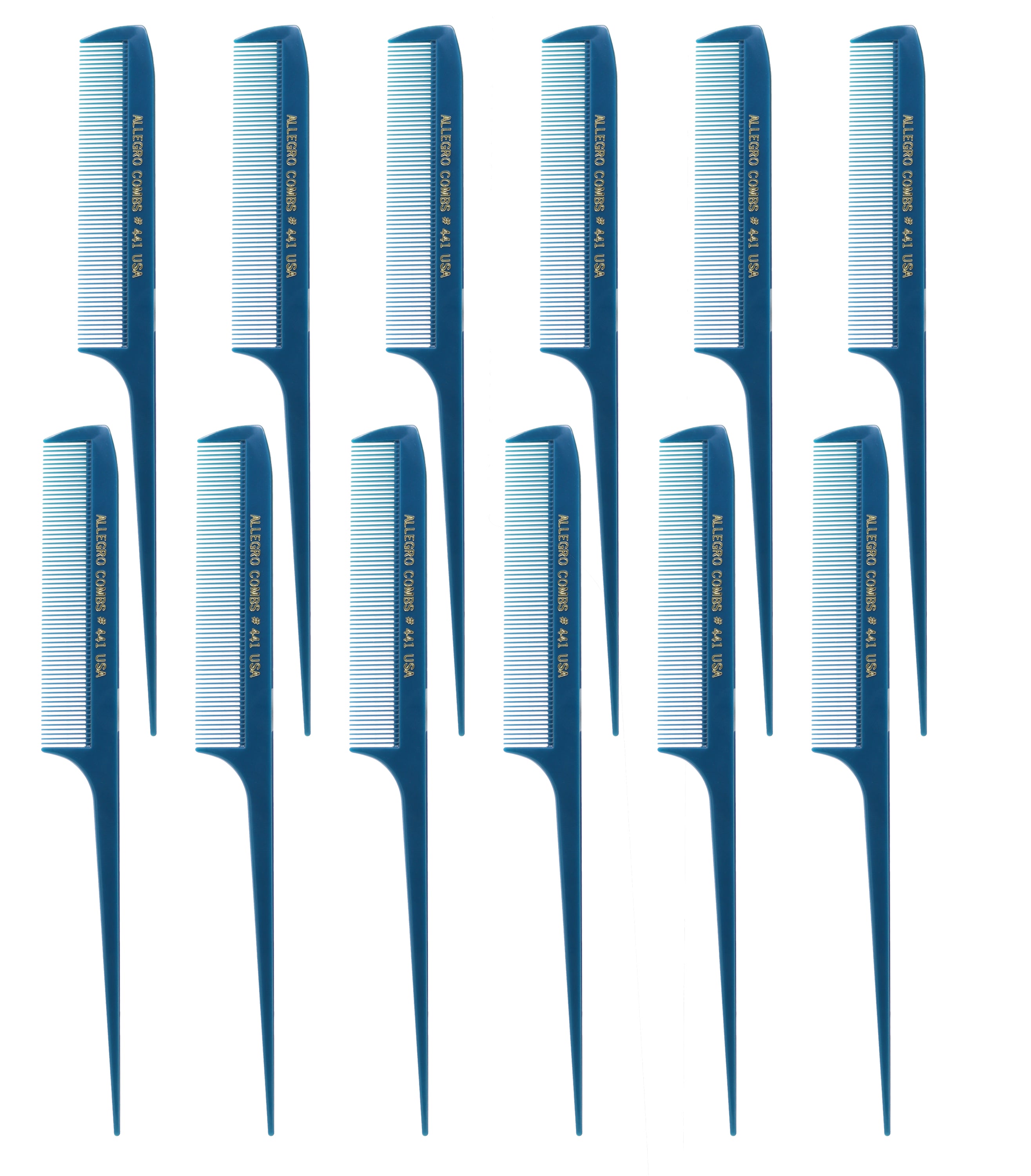 Allegro Combs 441 - 8.5 Inch Rat Tail Combs for Braiding & Hair Parting, Fine Teeth Styling Comb Set of 12 - Perfect for Salon Professionals, Hair Stylists & DIY Hairstyling at Home