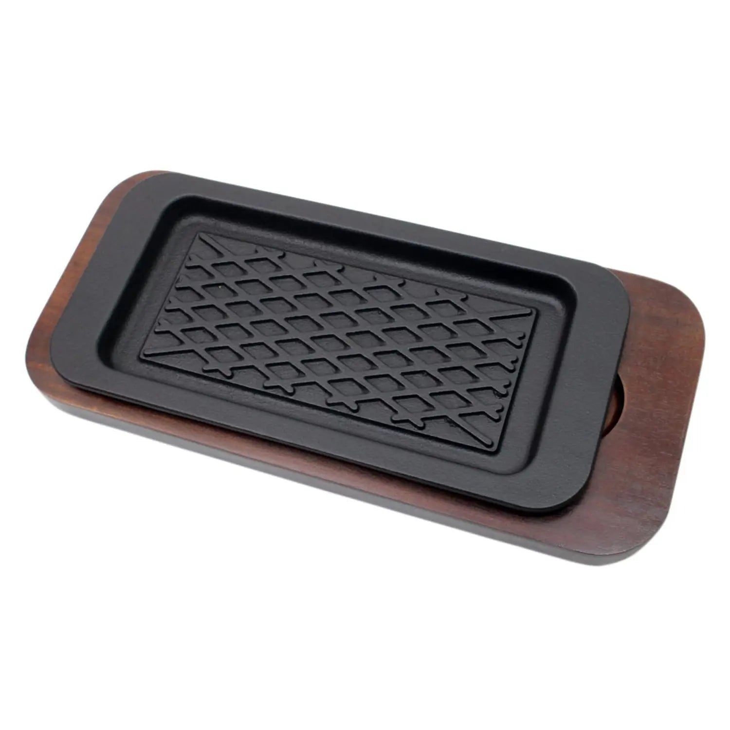 Premium Asahi Chuzo Cast Iron Sizzler Platter - Rectangular Grill Plate for Steak, Fajitas & Sizzling Dishes - Perfect for Restaurants, BBQs & Home Cooking