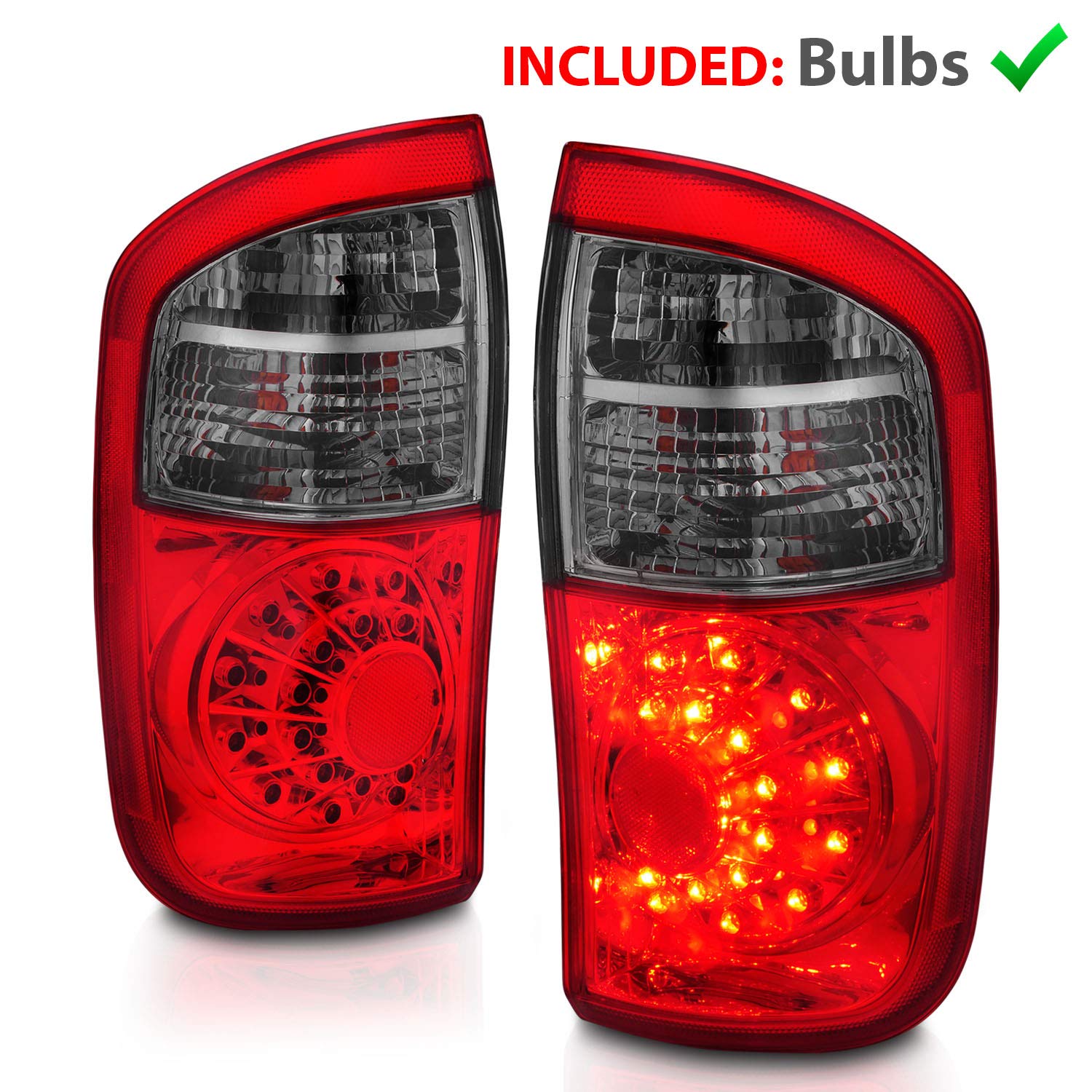 2000-2006 Toyota Tundra Double Cab LED Tail Lights Pair - Red Smoke Replacement for Passenger & Driver Side | Enhances Visibility & Style for Night Driving & Custom Truck Builds