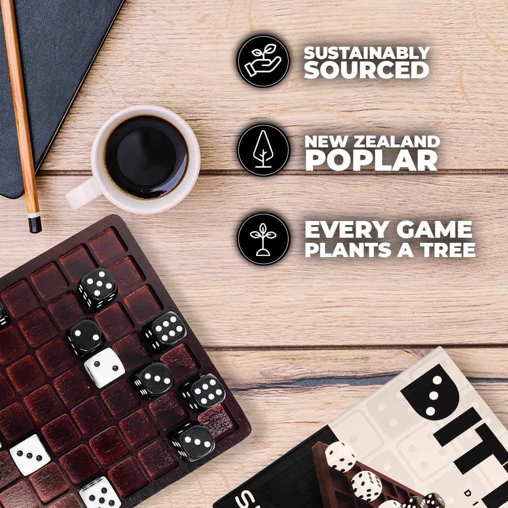 Dittle™ - 2 Player Dice Battle Game for Adults | Wooden Tabletop Board Game for Couples & Friends | Best Indoor Bar & Coffee Table Games for 2 Players | Fun Strategy Dice Game for Parties, Date Nights & Family Game Nights