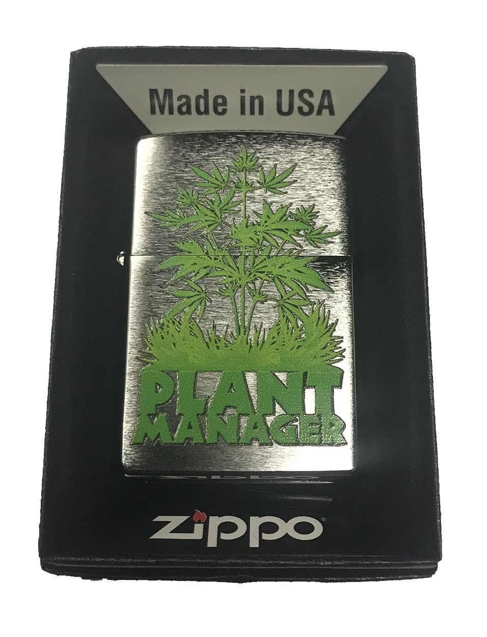 Custom Zippo Lighter with Weed Leaf Design - 