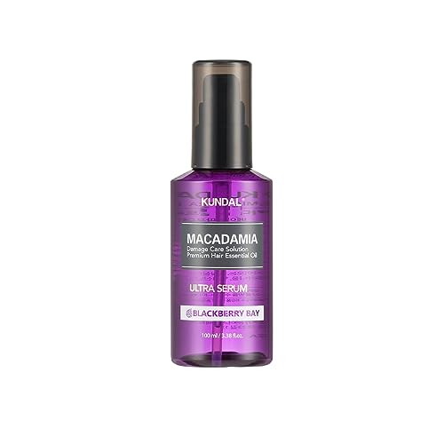 Premium Kundal Damage Care Hair Serum with Blackberry Bay Essential Oil - Nourishing Formula for All Hair Types, Quick Absorption (3.38 fl.oz/100ml) - Perfect for Daily Hair Repair, Split End Treatment & Frizz Control
