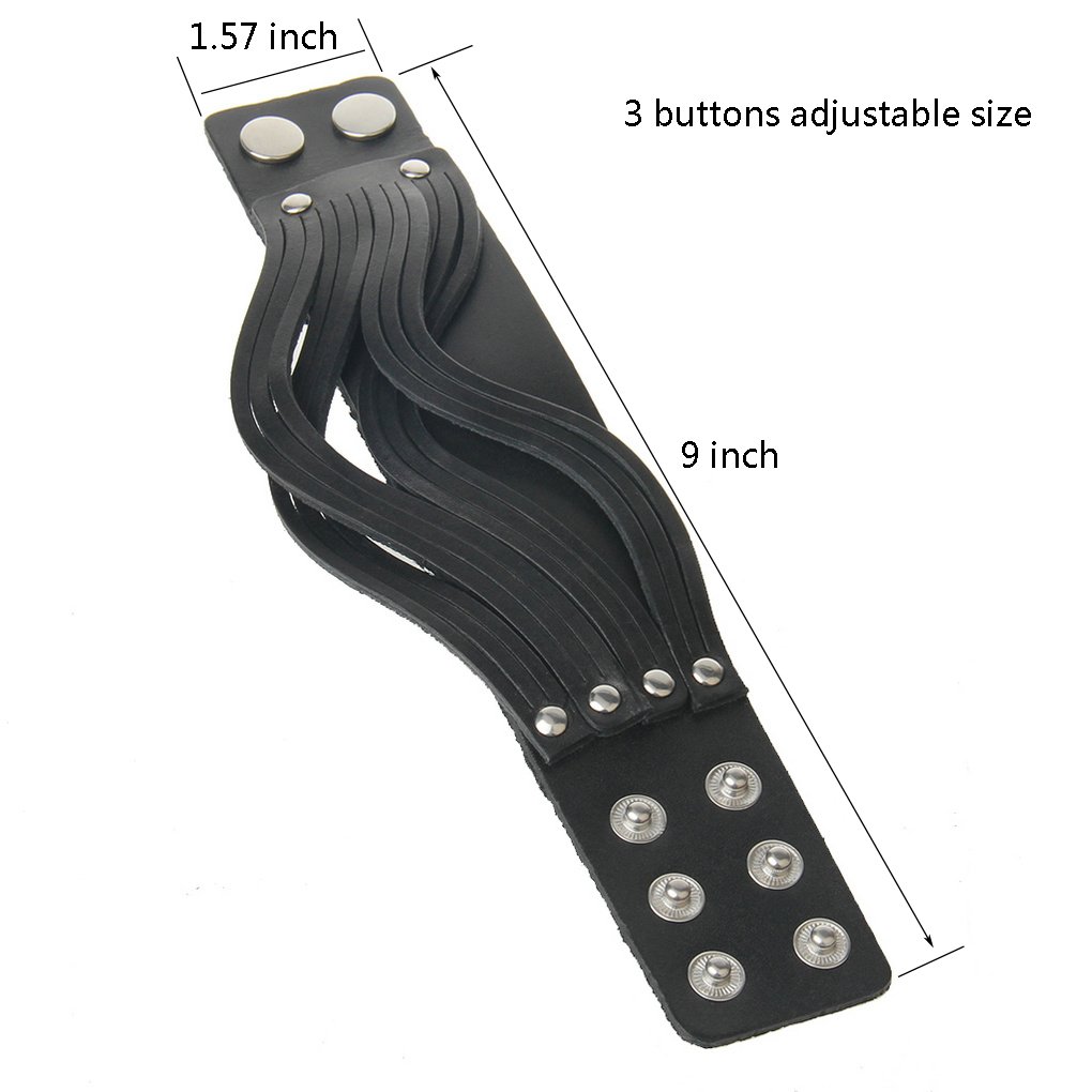 Men's & Women's Black Leather Bracelet - Punk Style Wrist Cuffs & Arm Bands | Perfect for Rock Concerts, Biker Events & Gothic Fashion Accessories