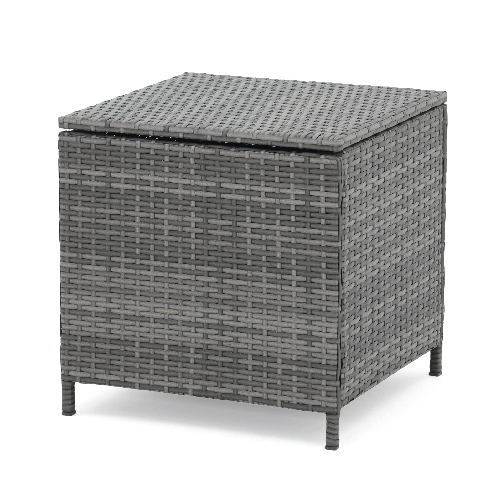 Verano Outdoor Wicker Side Table - Small Square Rattan Coffee Table with Storage for Garden, Porch, Deck, Living Room & Backyard - Weather-Resistant Resin Furniture (Gray) | Perfect for Patio Lounging, Poolside Relaxation & Outdoor Entertaining